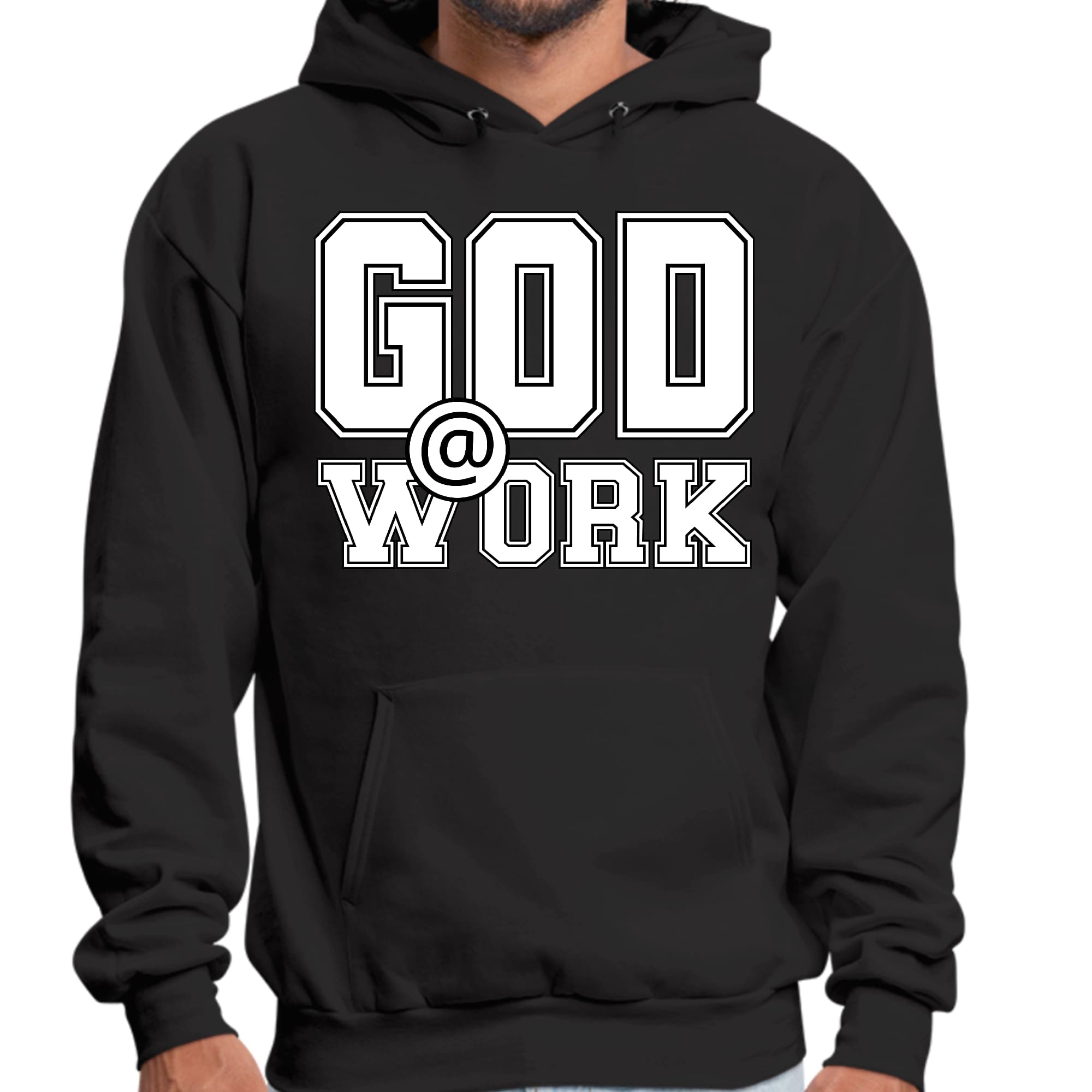 Mens Graphic Hoodie God @ Work Print