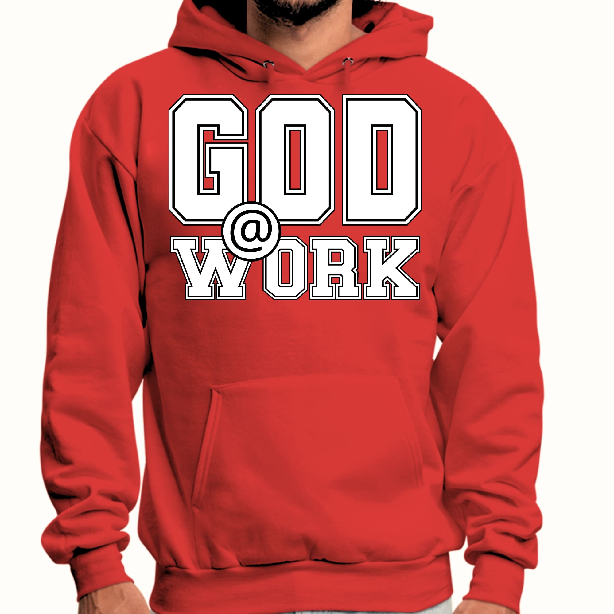 Mens Graphic Hoodie God @ Work Print