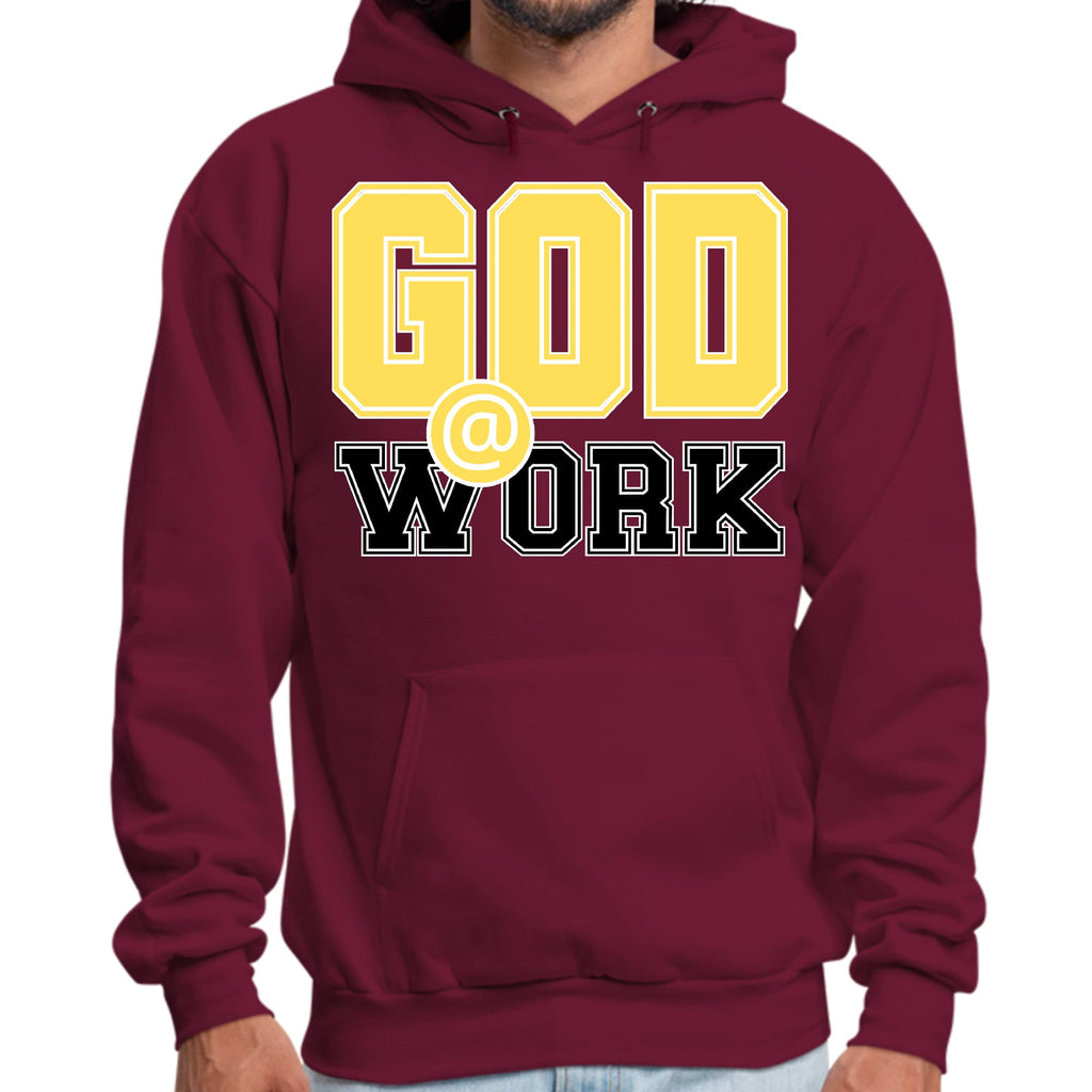 Mens Graphic Hoodie God @ Work Yellow and Black Print