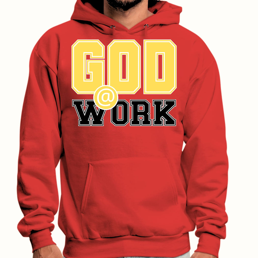 Mens Graphic Hoodie God @ Work Yellow and Black Print