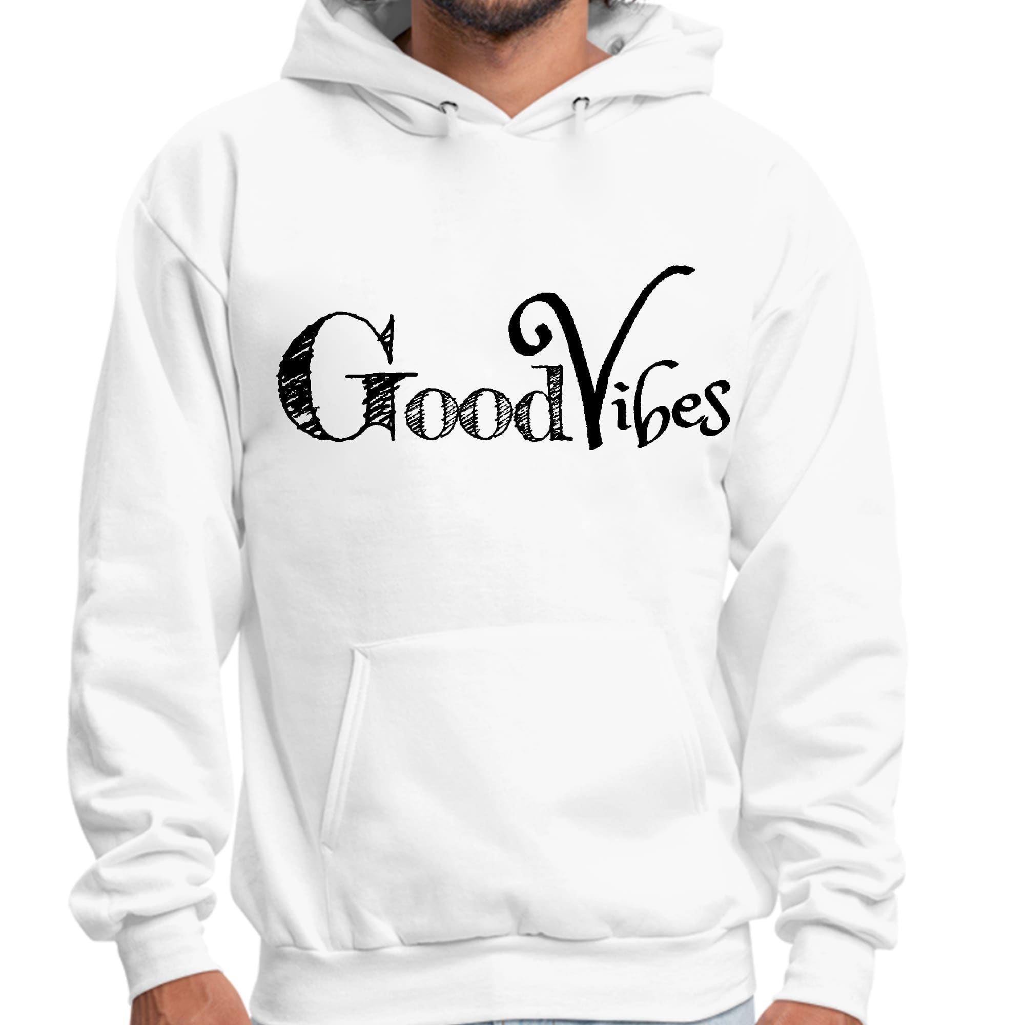 Mens Graphic Hoodie Good Vibes Black Print