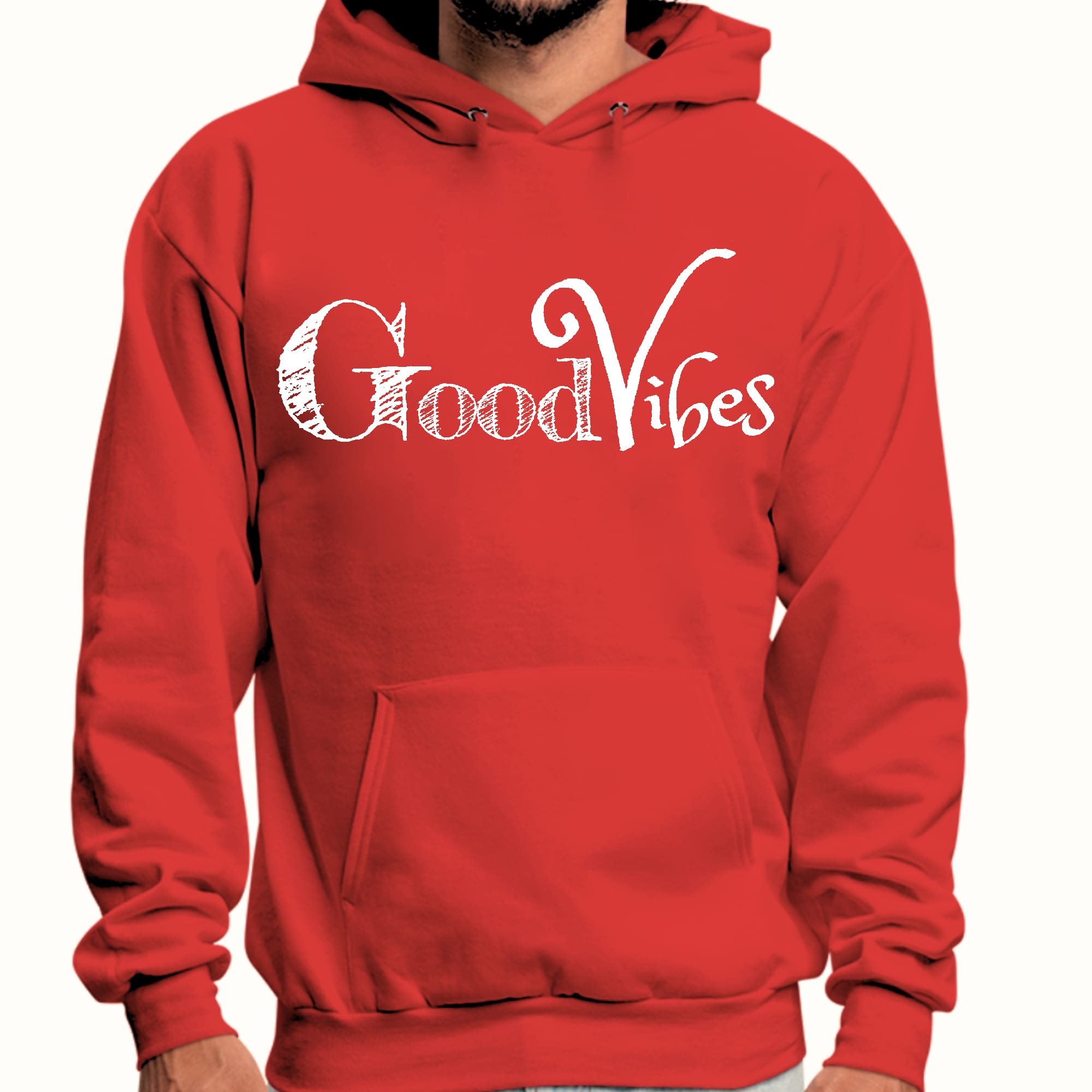 Mens Graphic Hoodie Good Vibes White Print