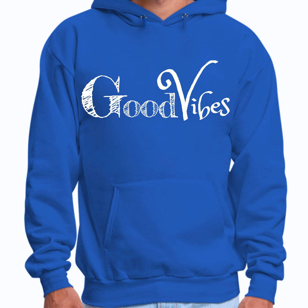 Mens Graphic Hoodie Good Vibes White Print