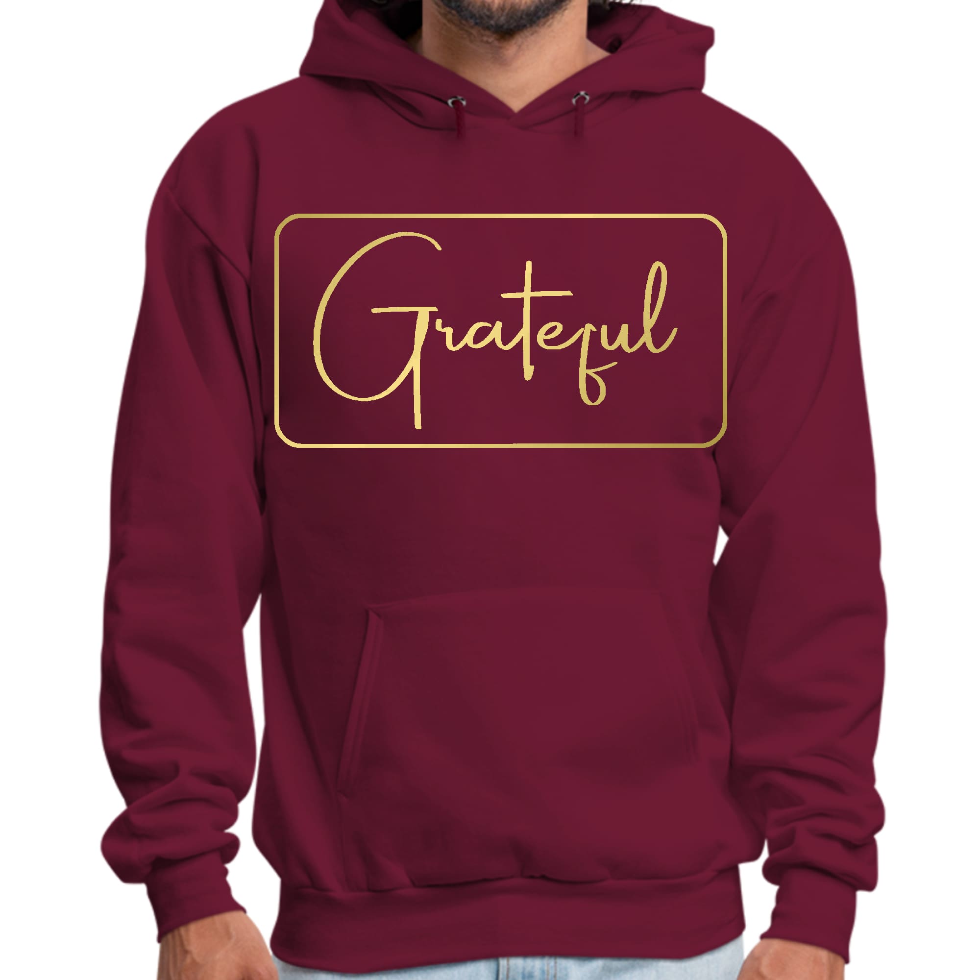 Mens Graphic Hoodie Grateful - Metallic Gold Illustration