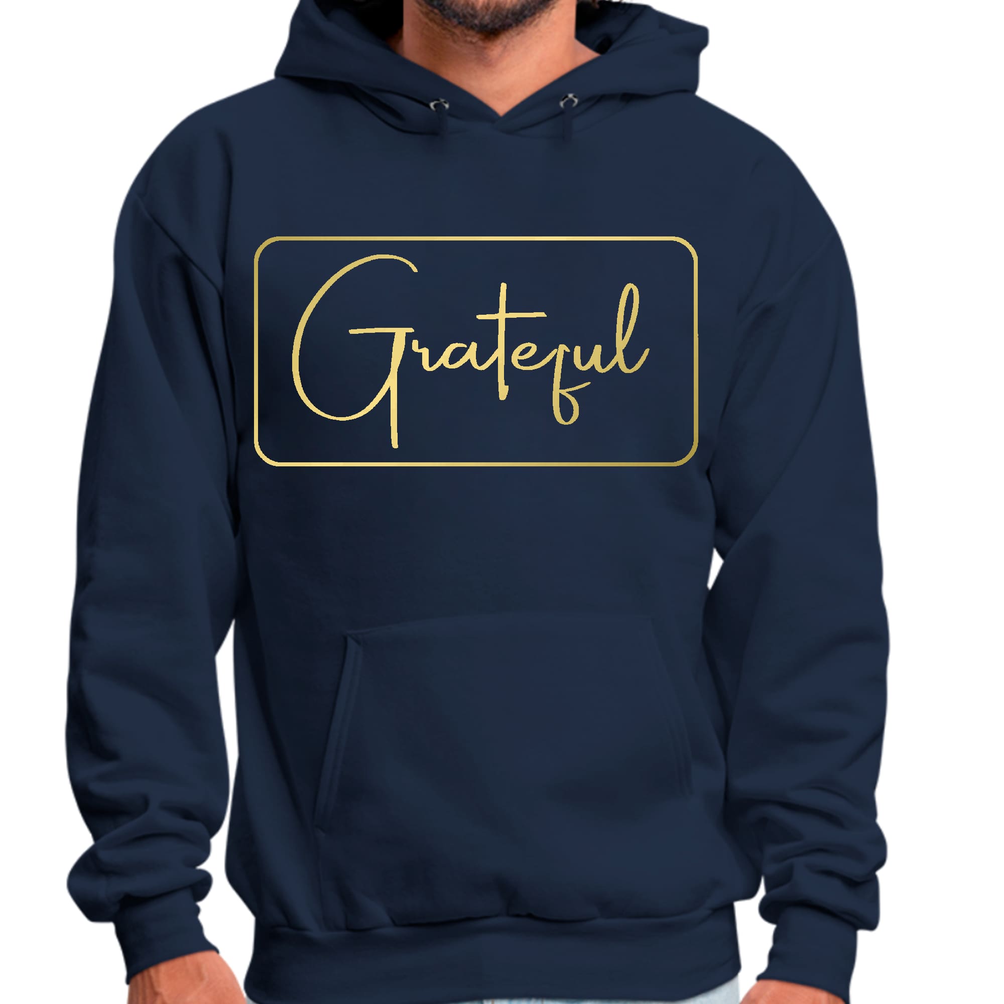 Mens Graphic Hoodie Grateful - Metallic Gold Illustration