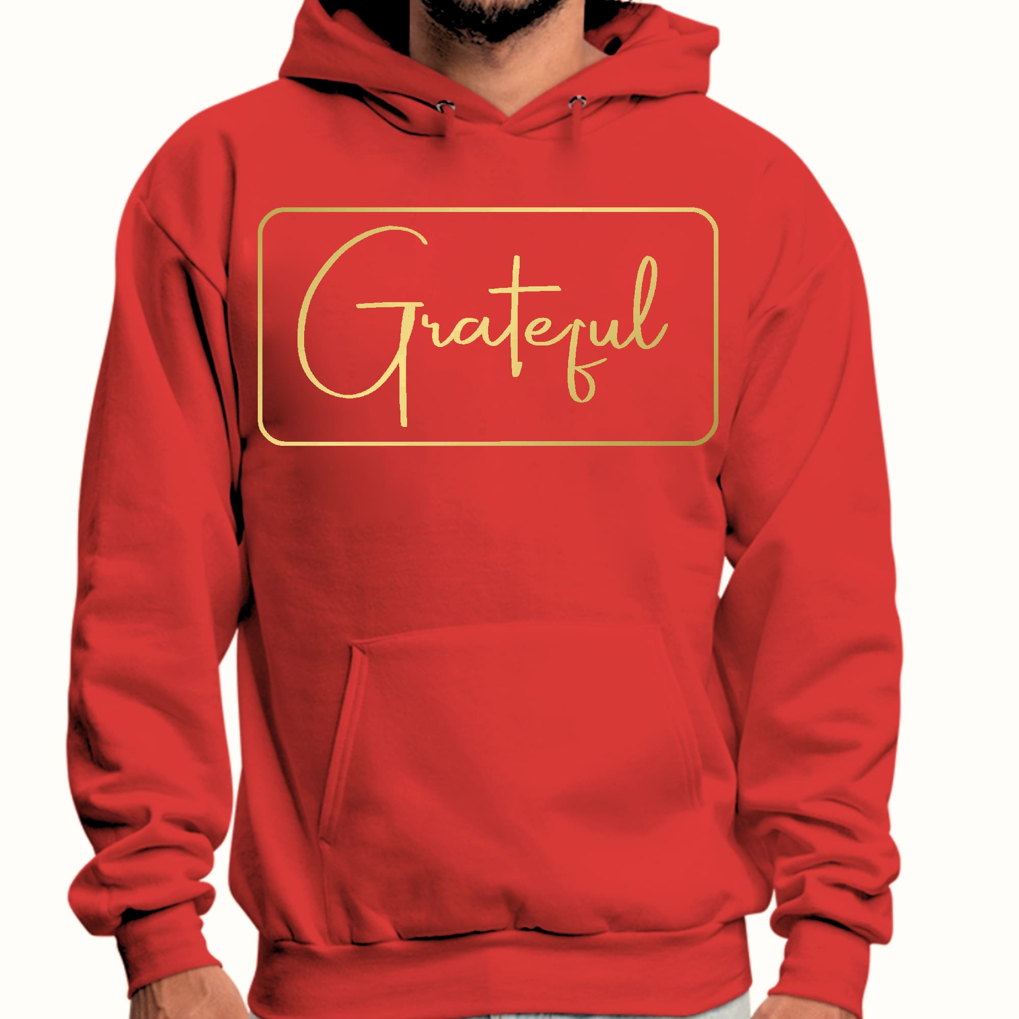 Mens Graphic Hoodie Grateful - Metallic Gold Illustration