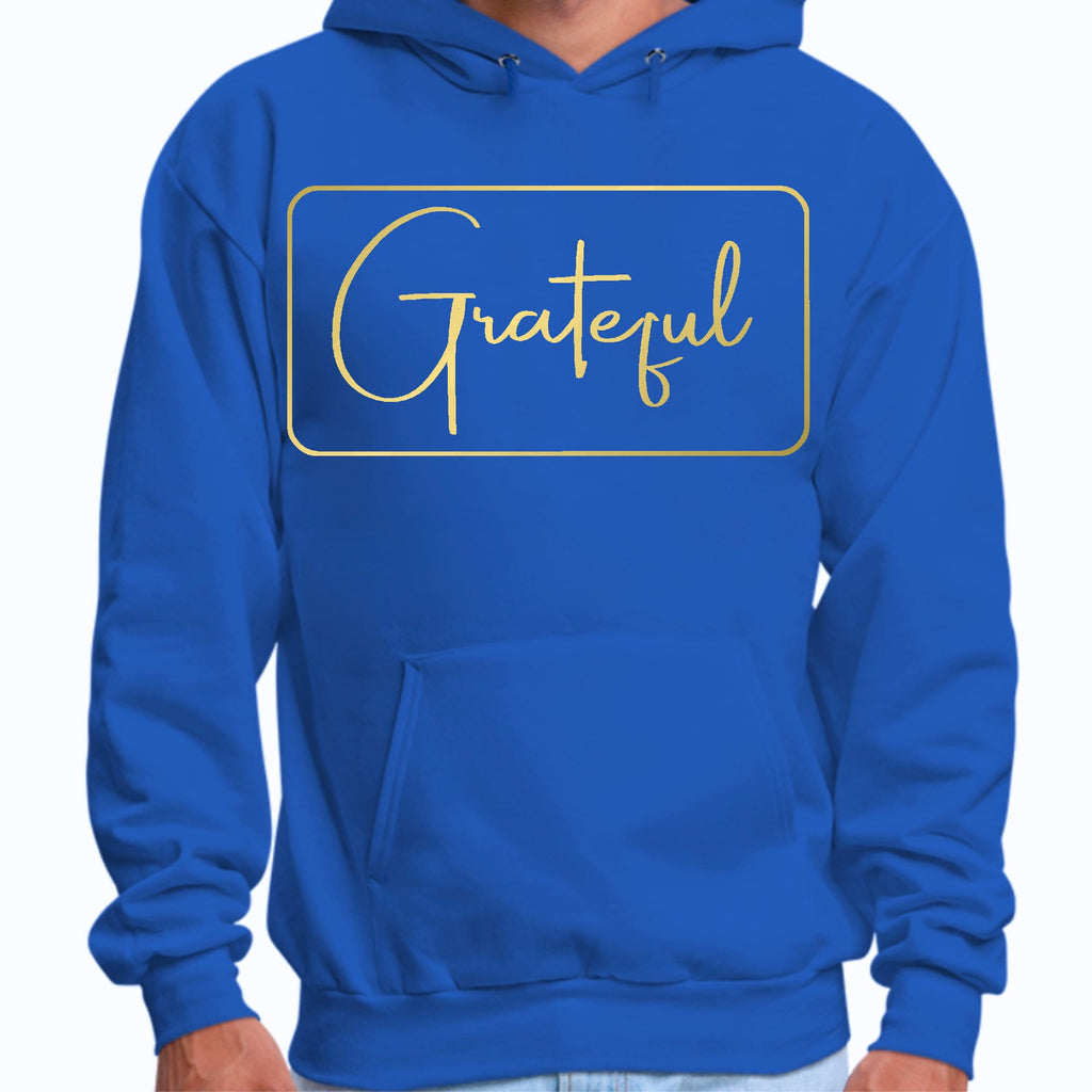 Mens Graphic Hoodie Grateful - Metallic Gold Illustration