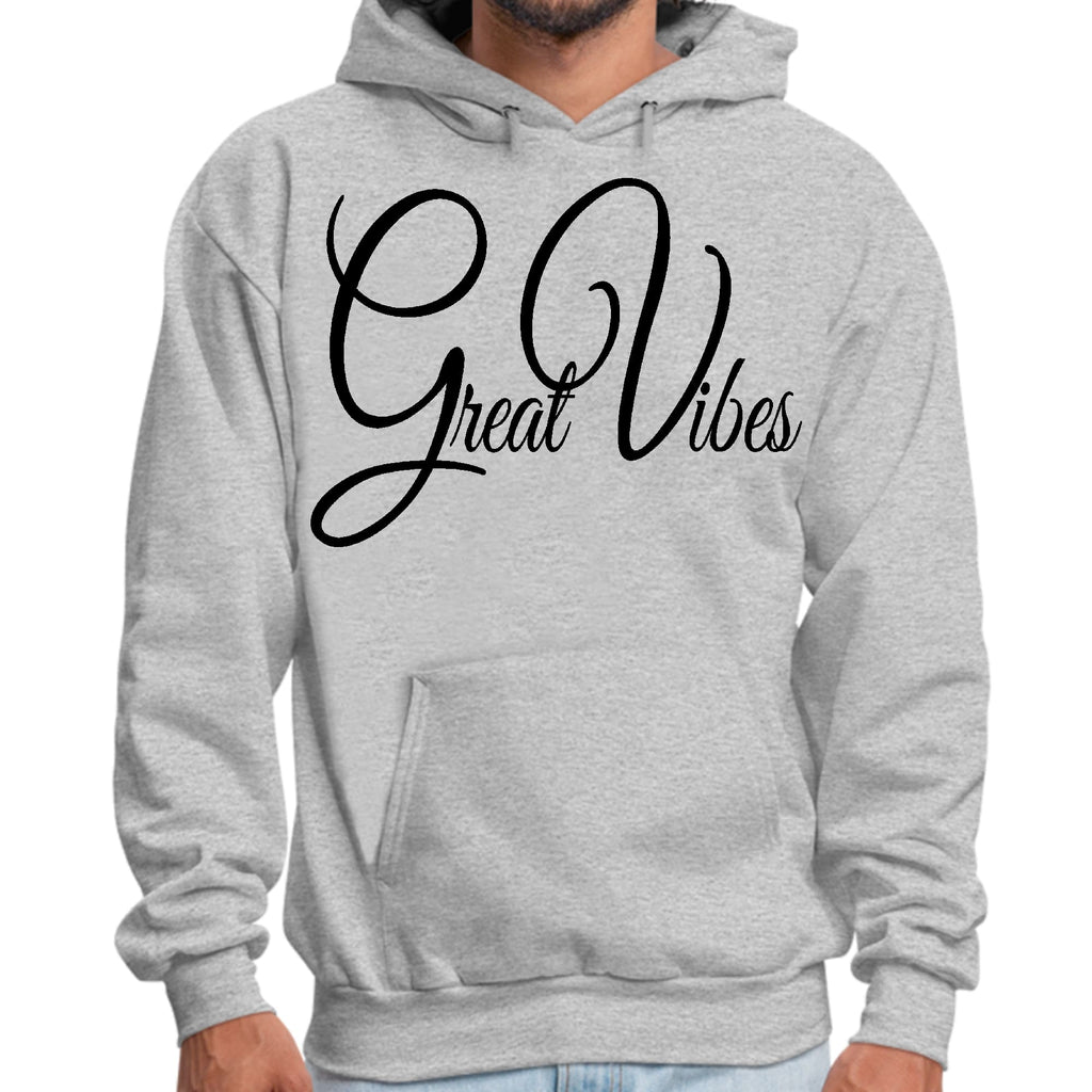 Mens Graphic Hoodie Great Vibes Black Illustration