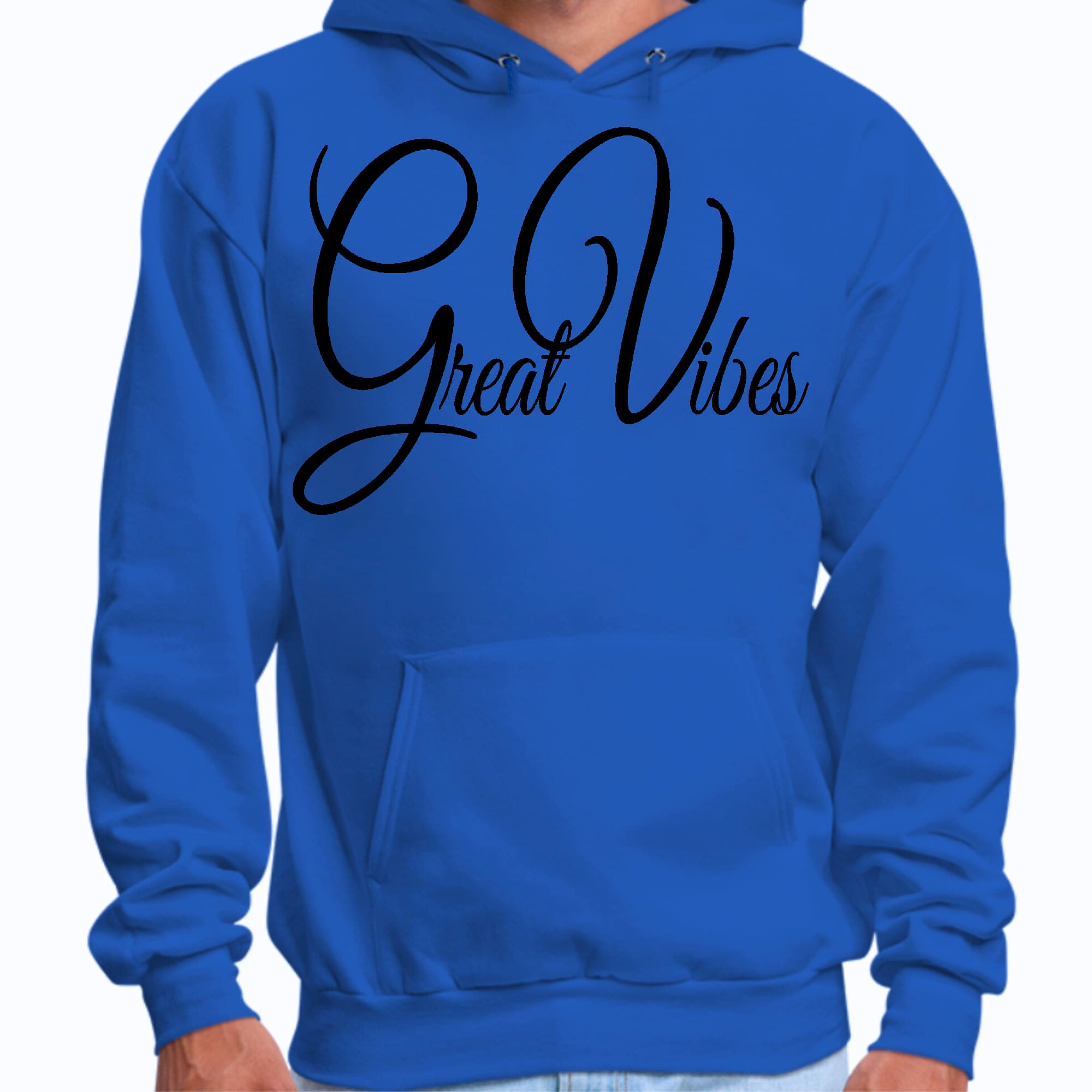 Mens Graphic Hoodie Great Vibes Black Illustration