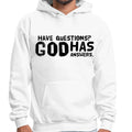Mens Graphic Hoodie have Questions God has Answers Black Illustration