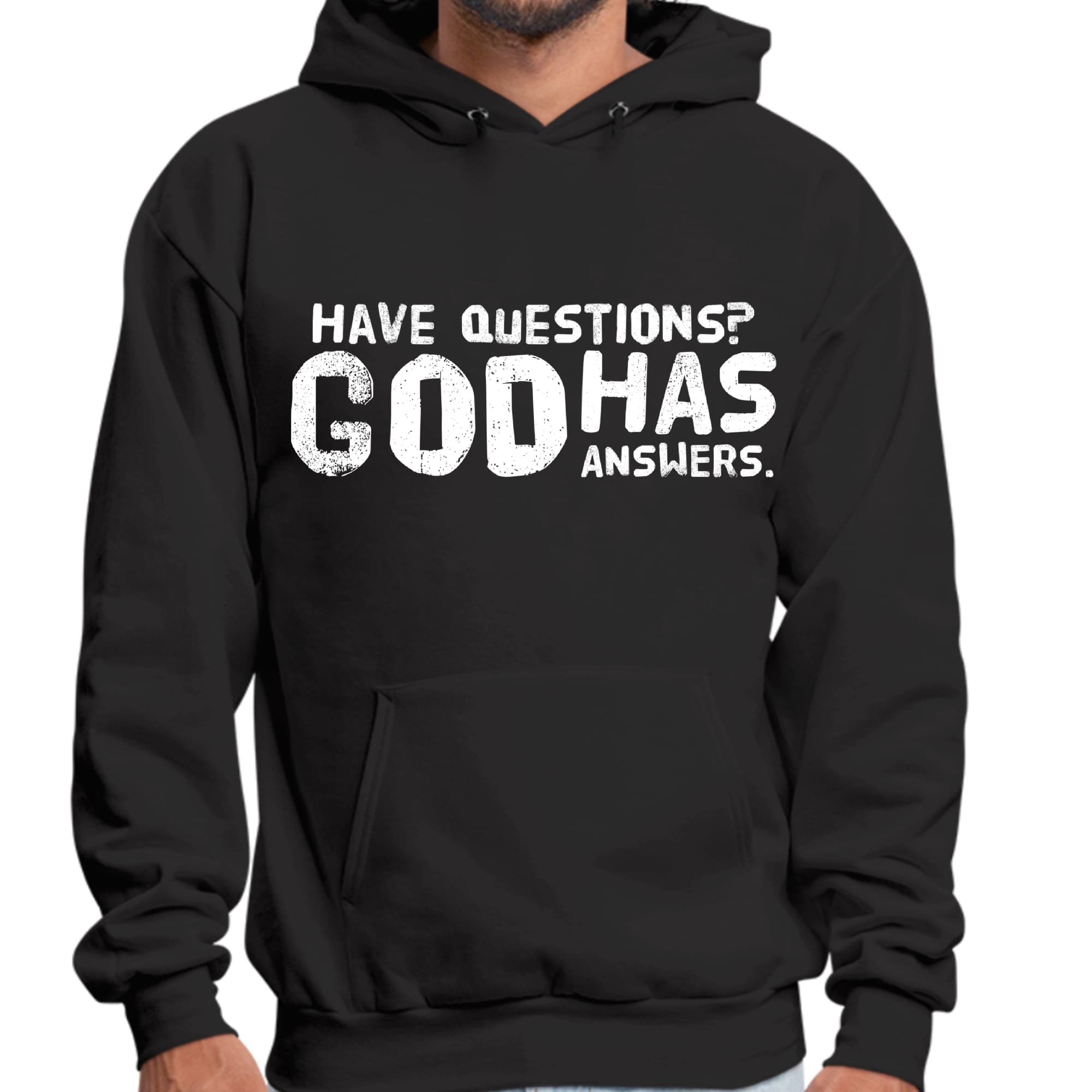 Mens Graphic Hoodie have Questions God has Answers