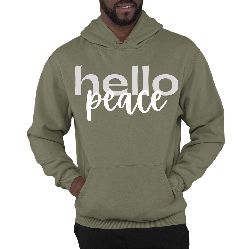 Mens Graphic Hoodie Hello Peace Motivational Peaceful Aspiration -