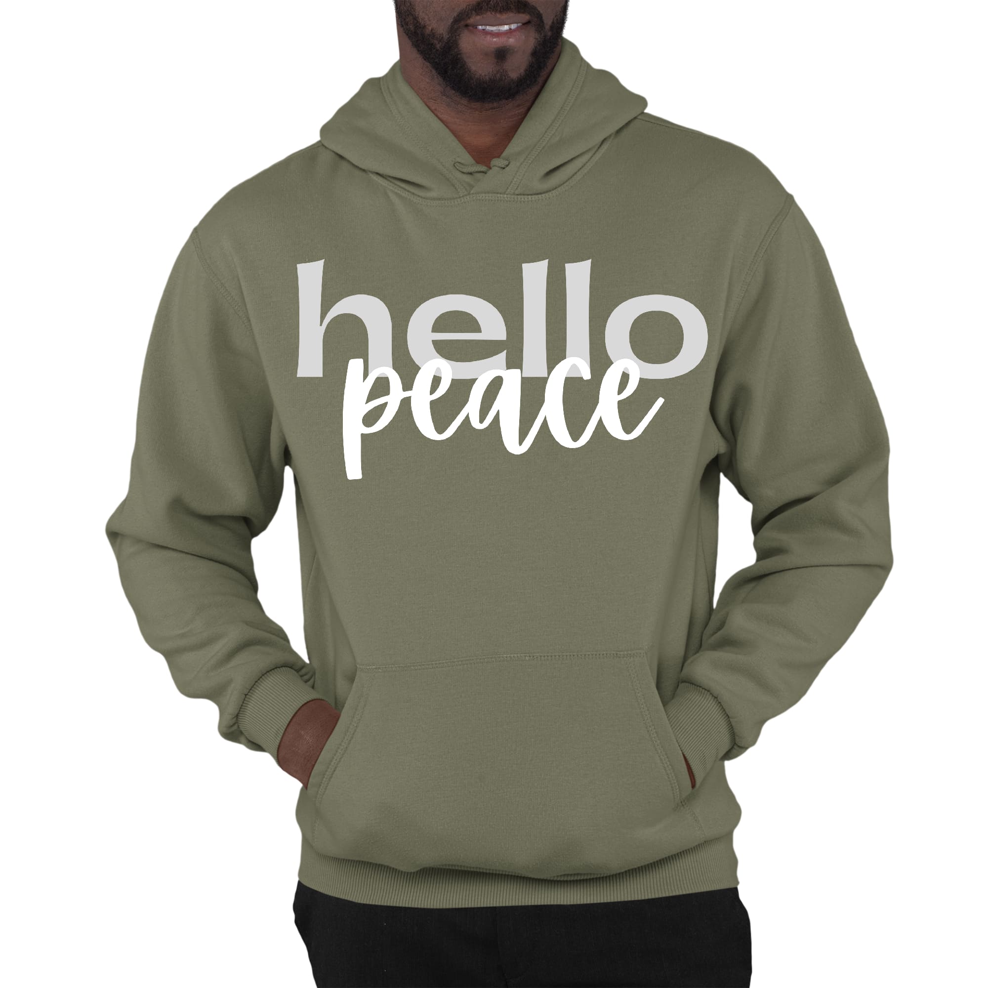 Mens Graphic Hoodie Hello Peace Motivational Peaceful Aspiration -