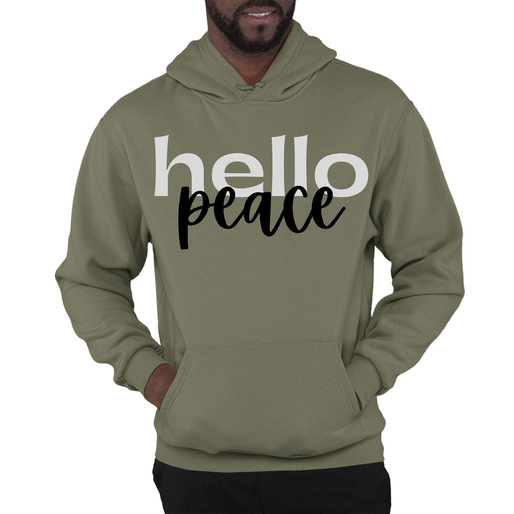 Mens Graphic Hoodie Hello Peace Motivational Peaceful Aspiration -