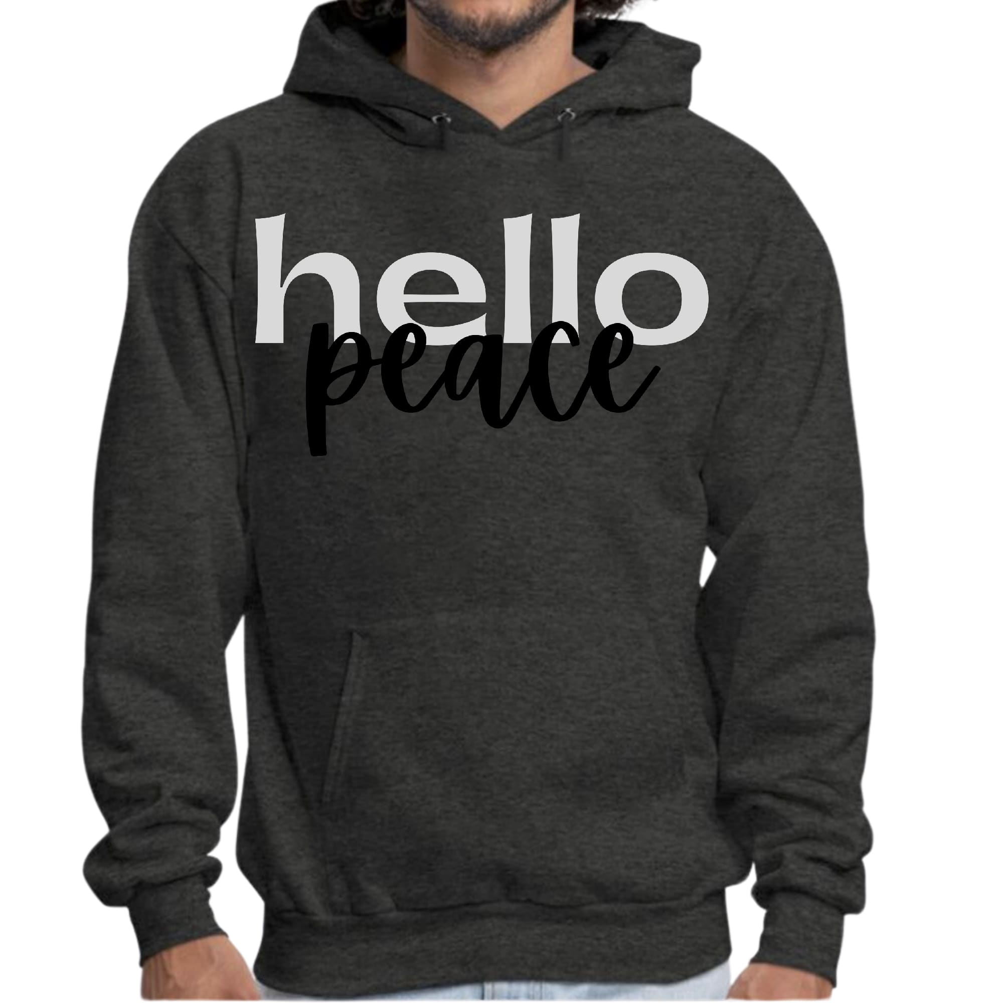 Mens Graphic Hoodie Hello Peace Motivational Peaceful Aspiration -