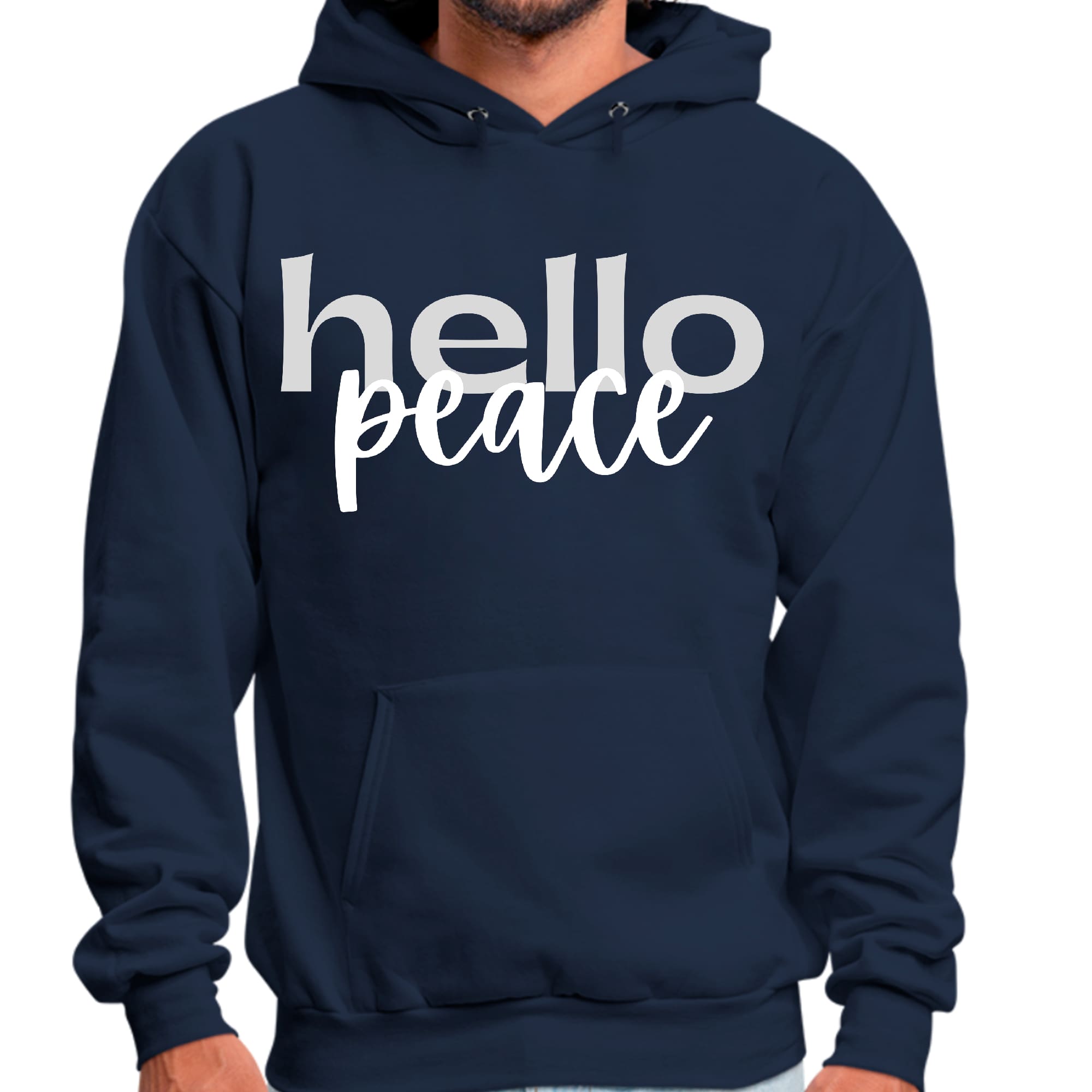 Mens Graphic Hoodie Hello Peace Motivational Peaceful Aspiration -