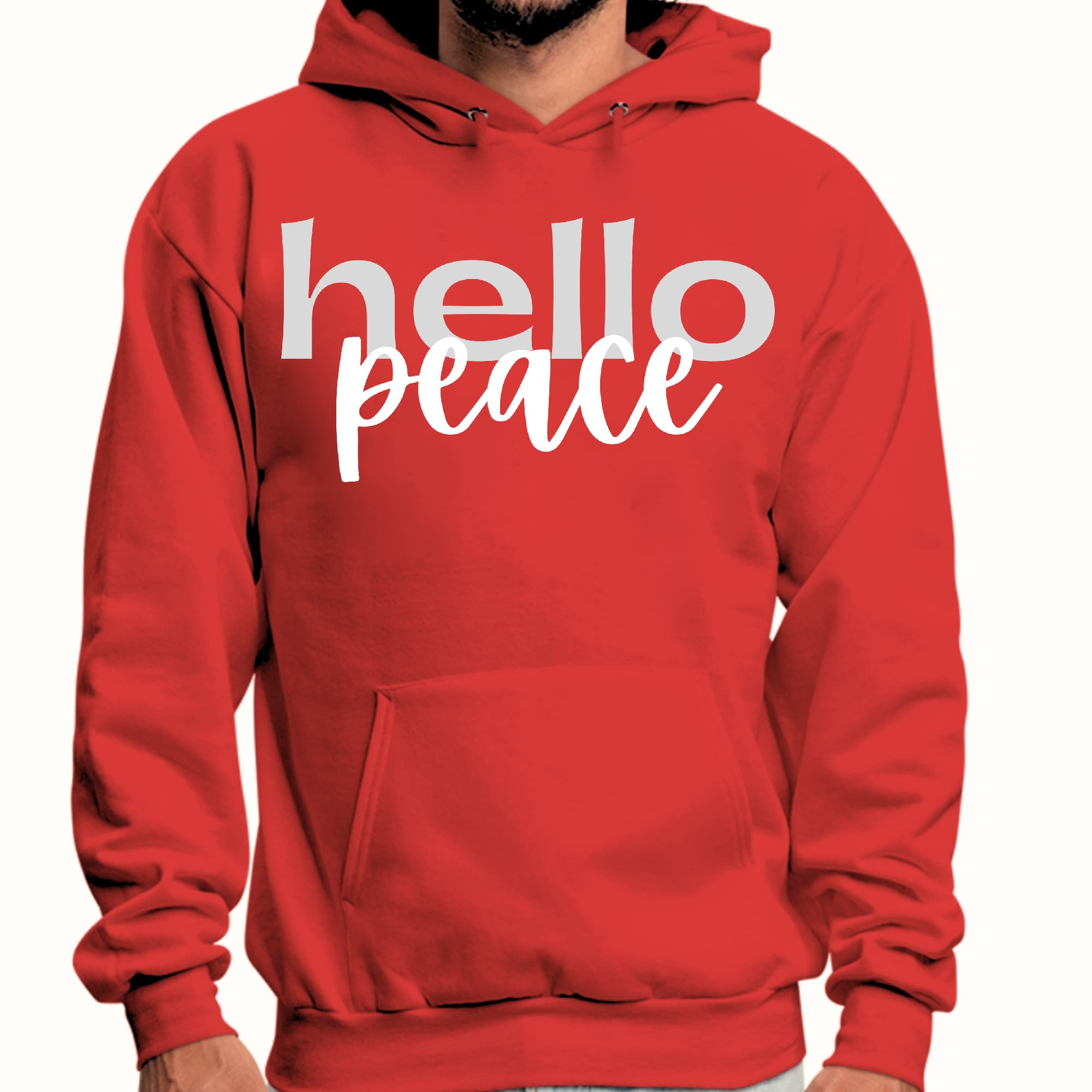 Mens Graphic Hoodie Hello Peace Motivational Peaceful Aspiration -