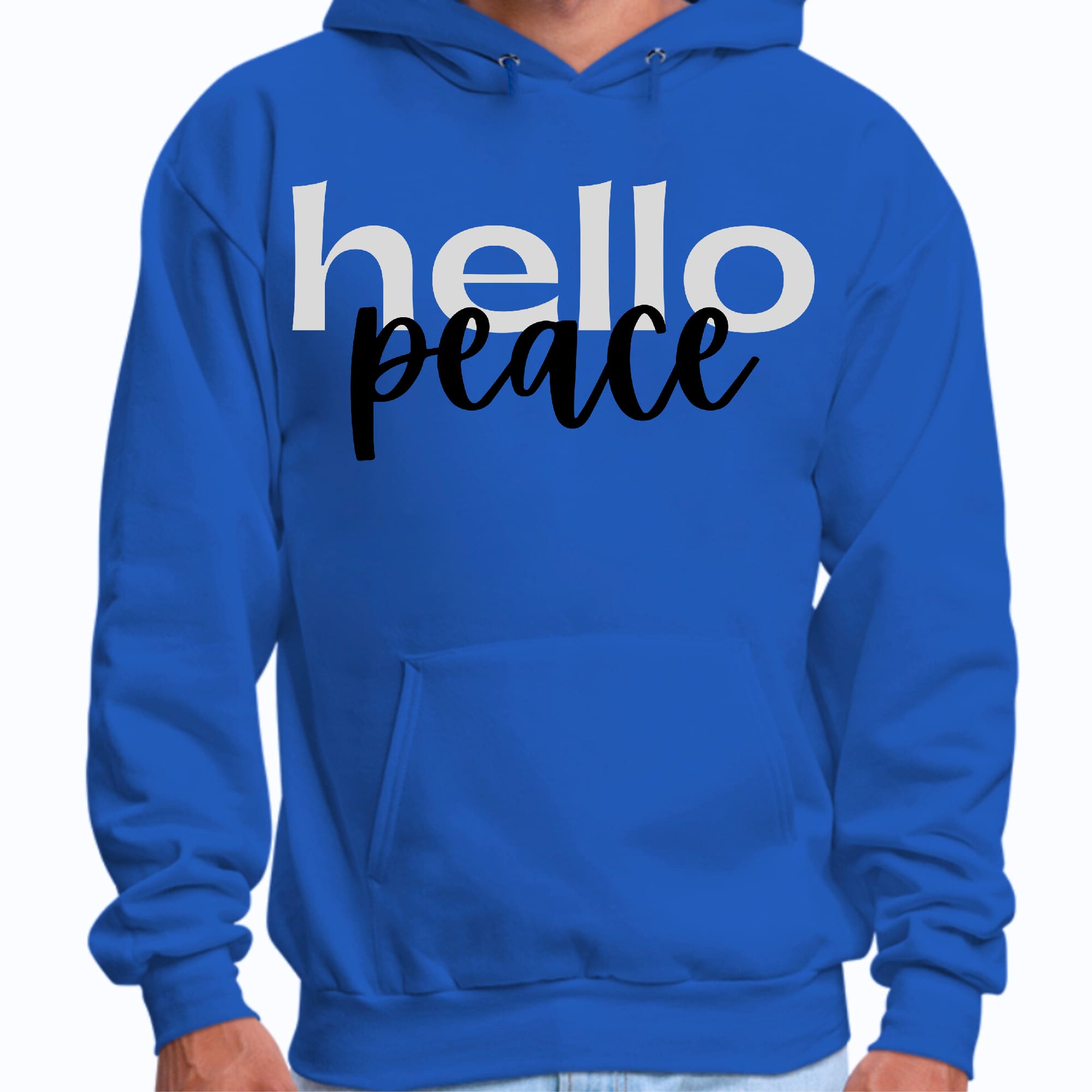 Mens Graphic Hoodie Hello Peace Motivational Peaceful Aspiration -