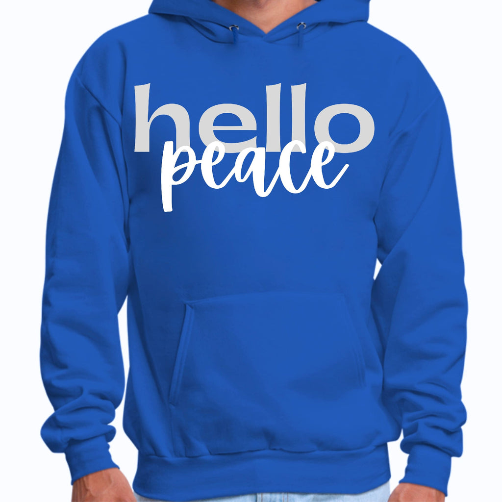 Mens Graphic Hoodie Hello Peace Motivational Peaceful Aspiration -