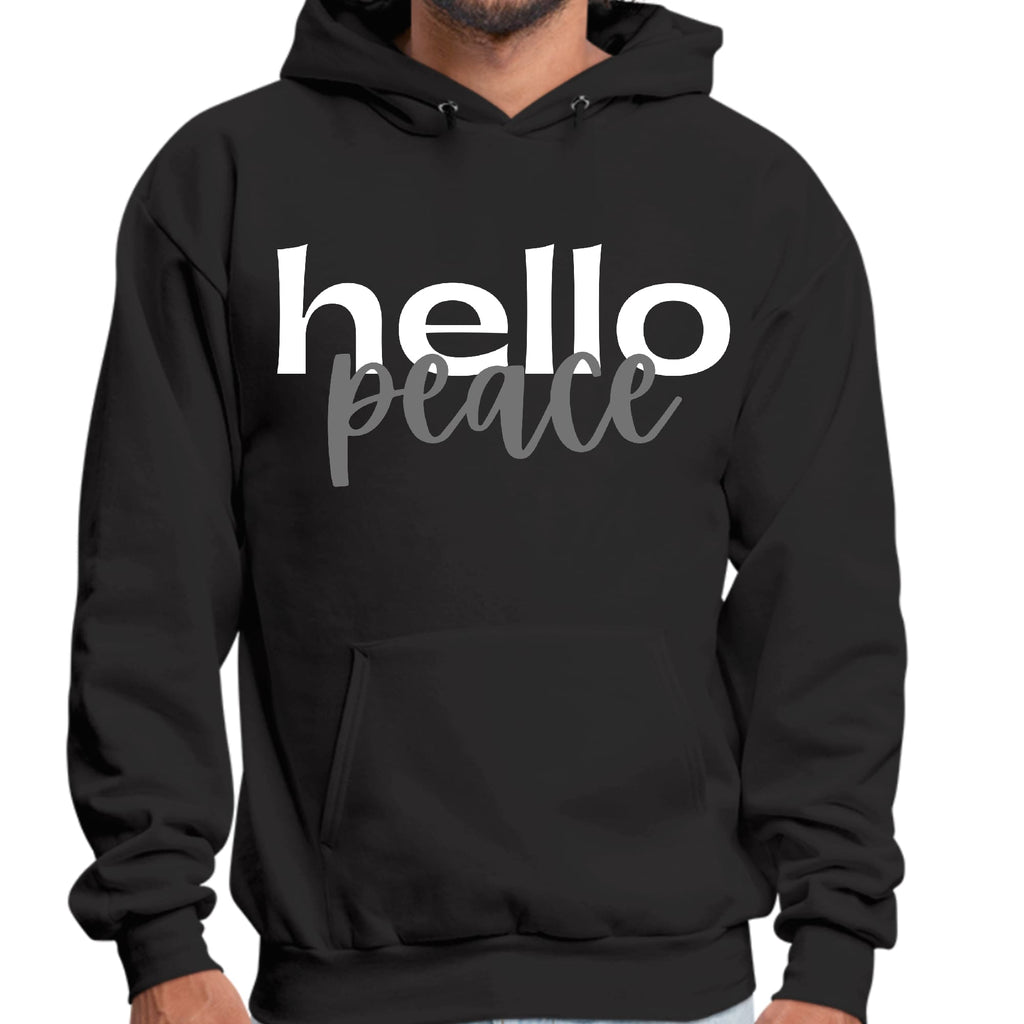 Mens Graphic Hoodie Hello Peace White and Gray