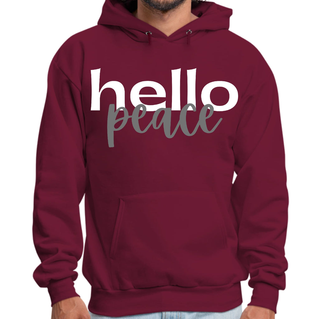 Mens Graphic Hoodie Hello Peace White and Gray
