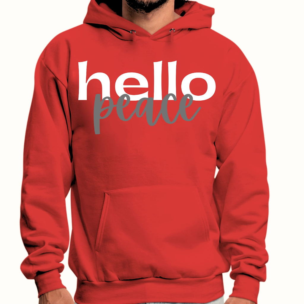 Mens Graphic Hoodie Hello Peace White and Gray