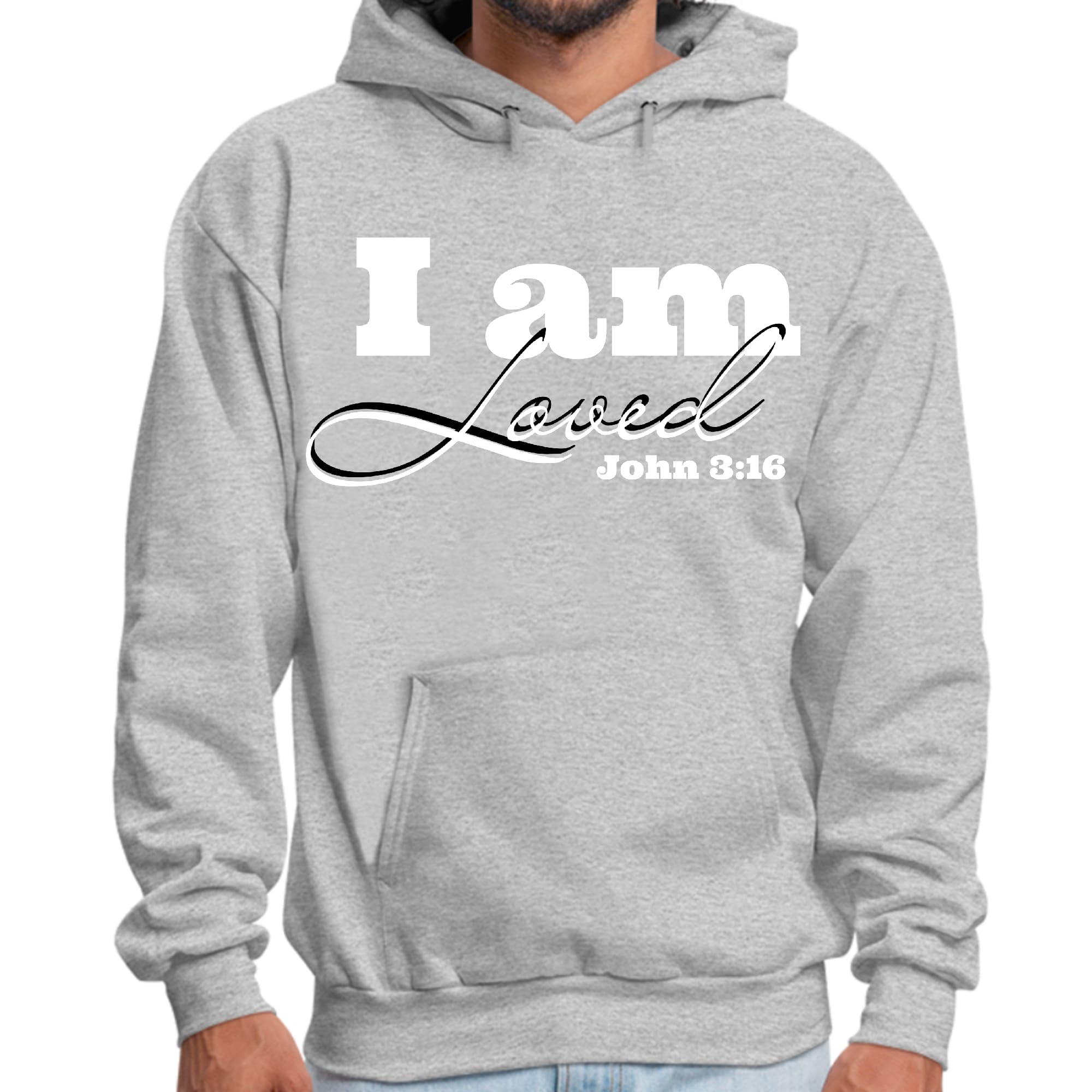 Mens Graphic Hoodie i am Loved - John 3:16 Illustration