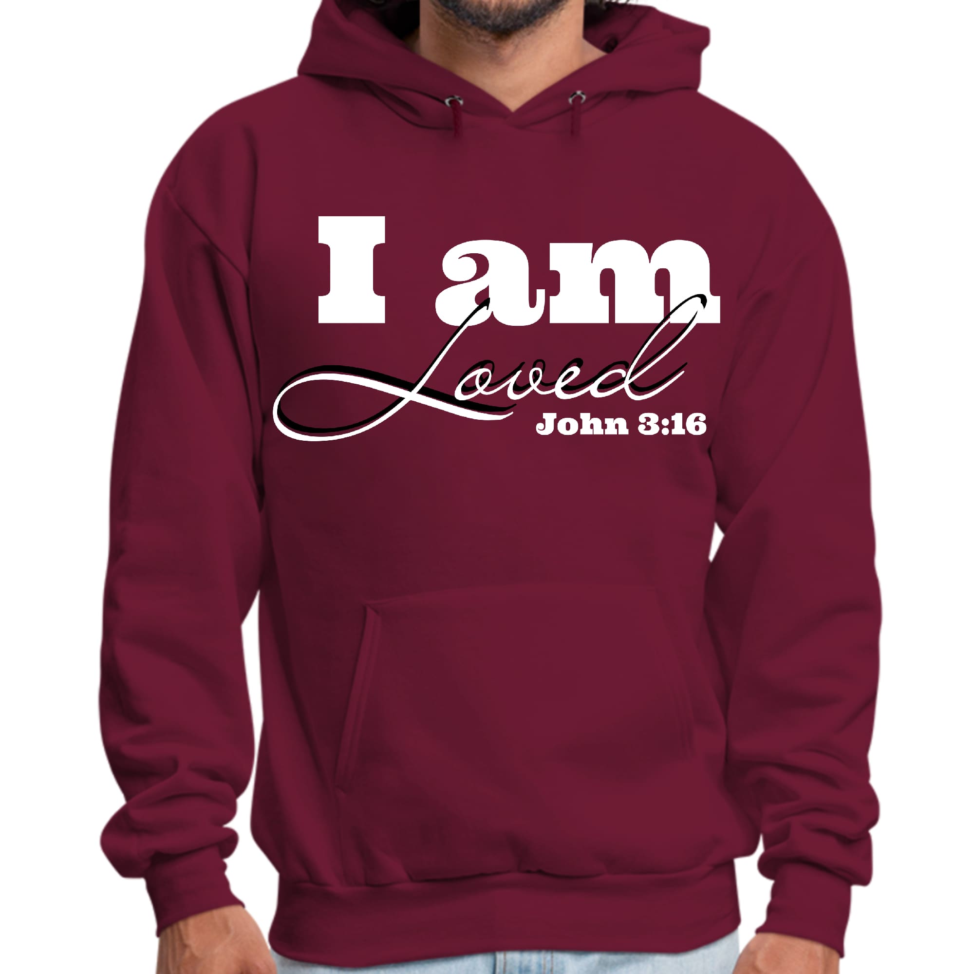 Mens Graphic Hoodie i am Loved - John 3:16 Illustration