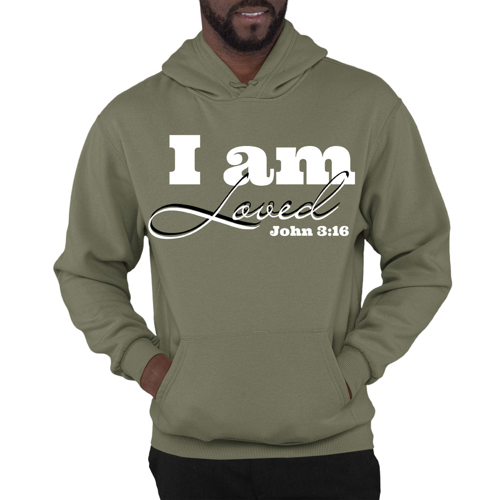 Mens Graphic Hoodie i am Loved - John 3:16 Illustration
