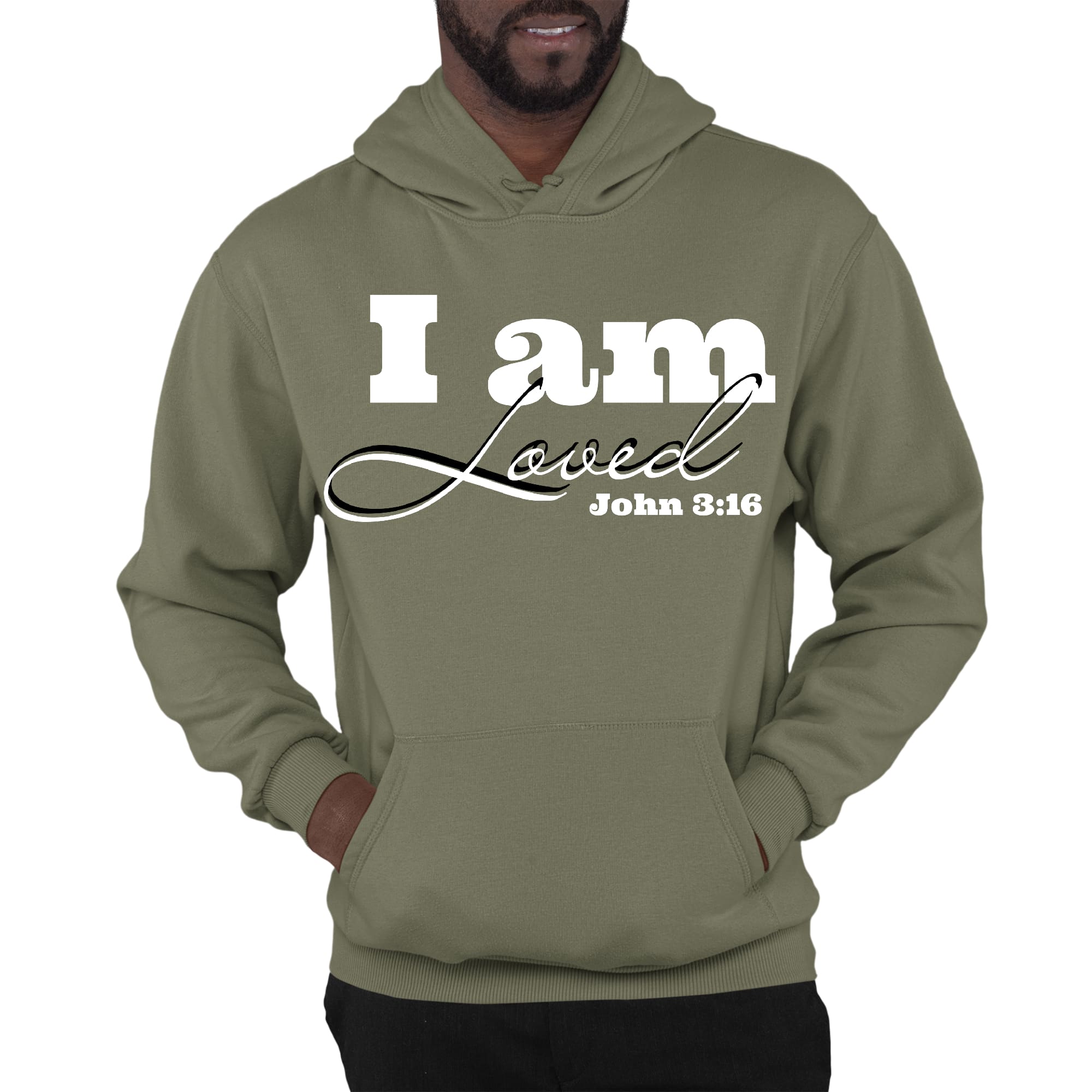 Mens Graphic Hoodie i am Loved - John 3:16 Illustration