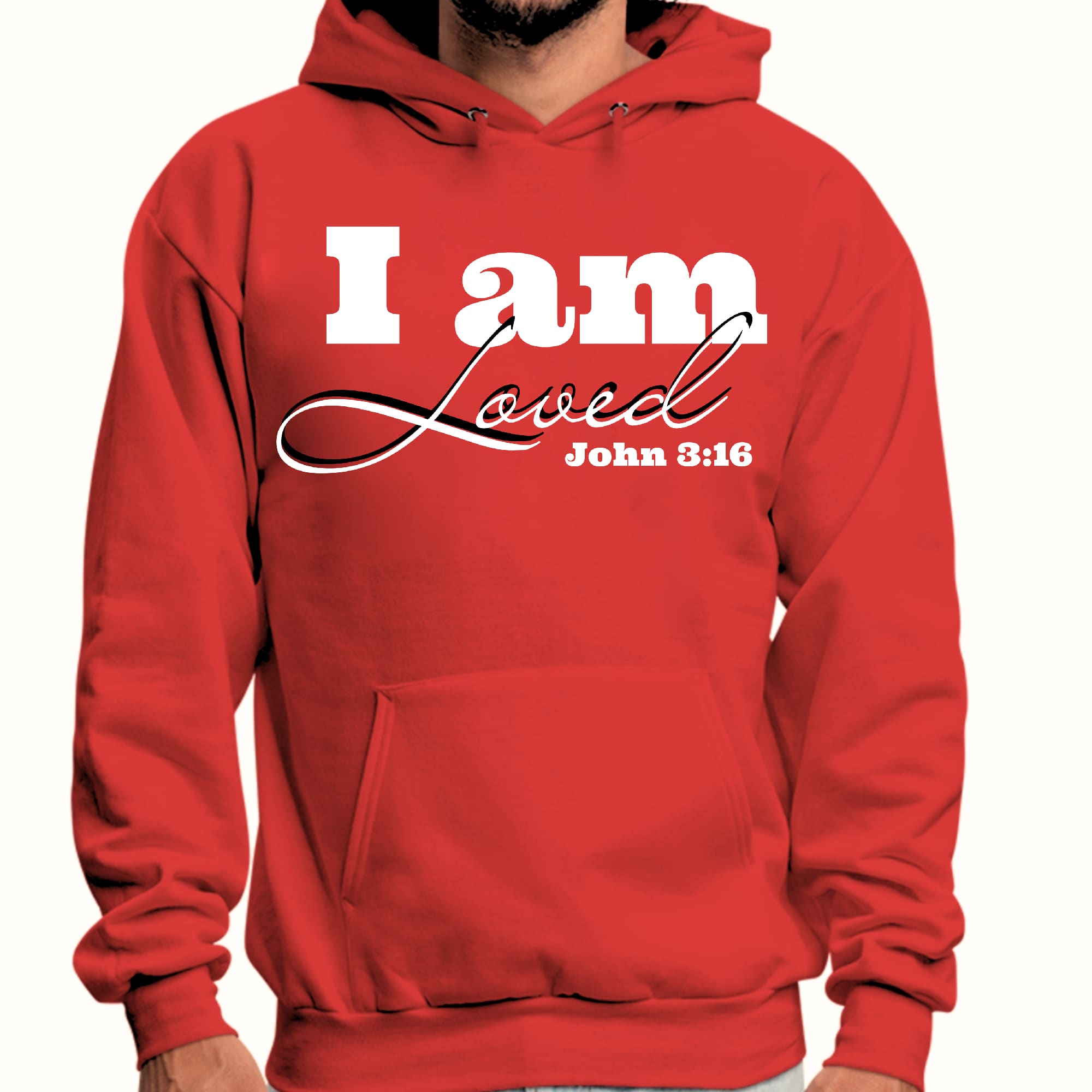 Mens Graphic Hoodie i am Loved - John 3:16 Illustration