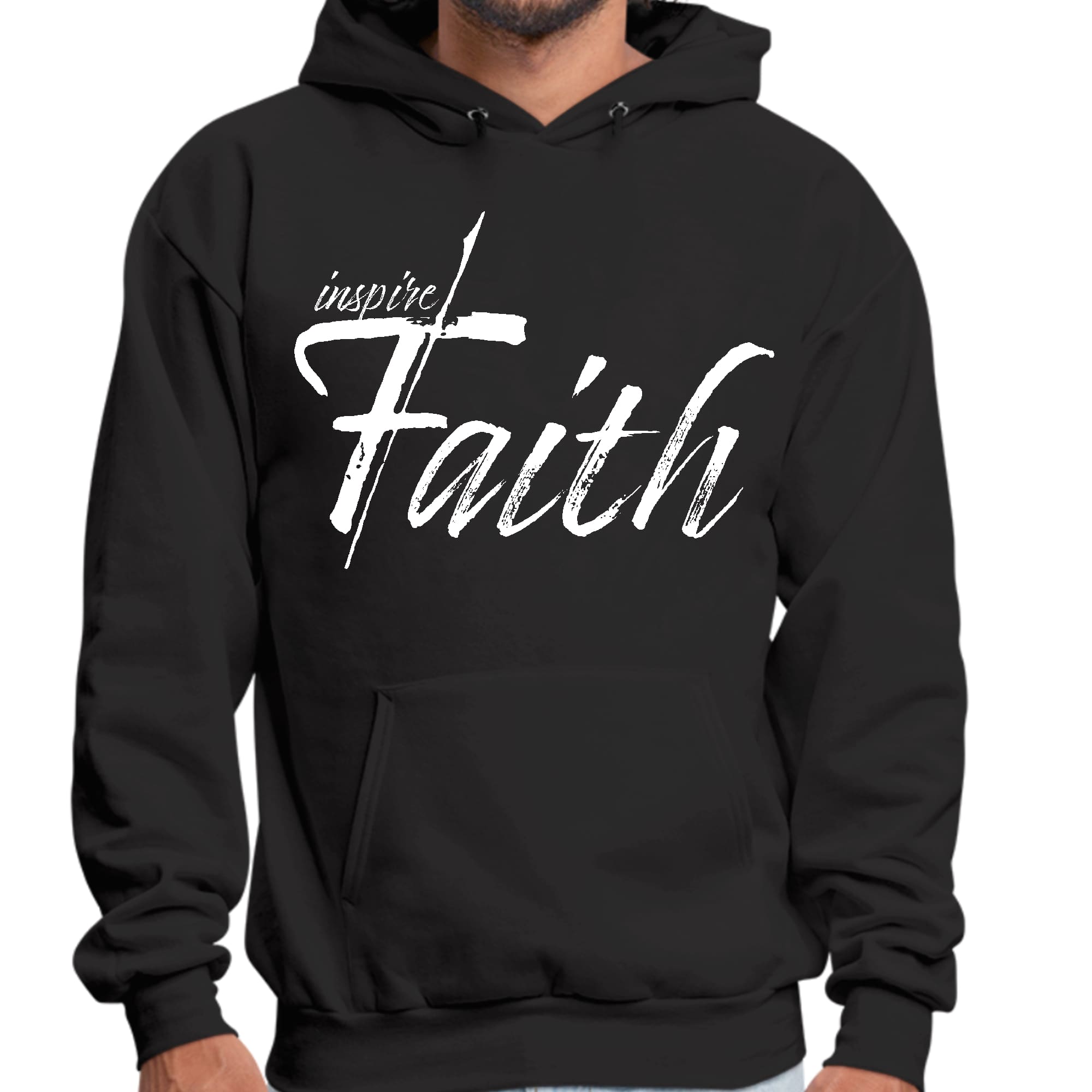 Mens Graphic Hoodie Inspire Faith White Print