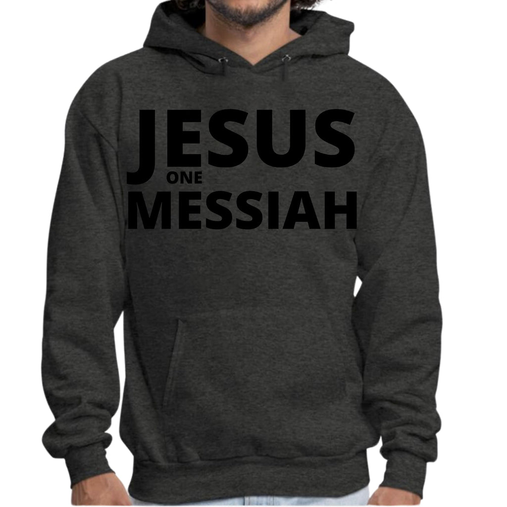 Mens Graphic Hoodie Jesus one Messiah Black Illustration