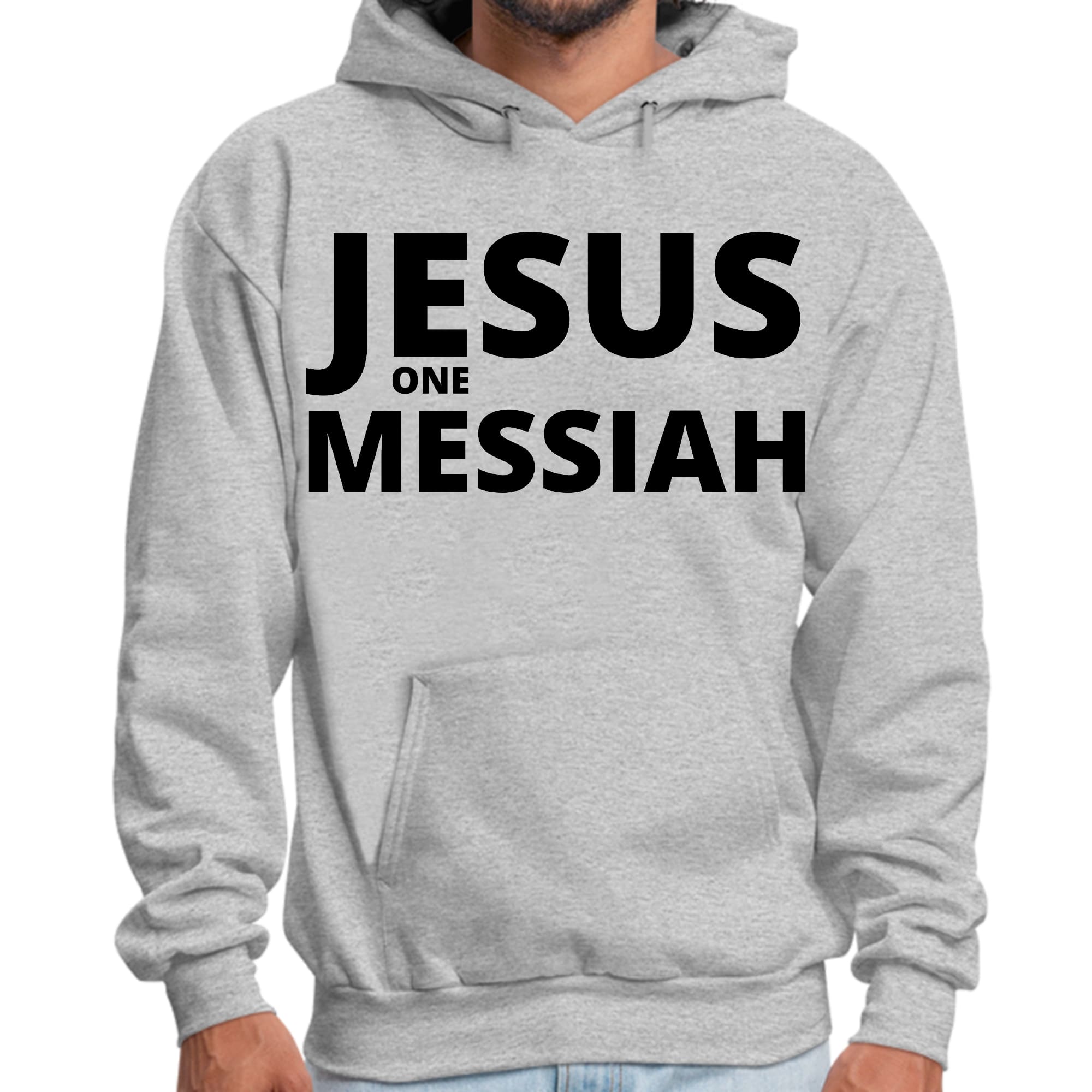 Mens Graphic Hoodie Jesus one Messiah Black Illustration
