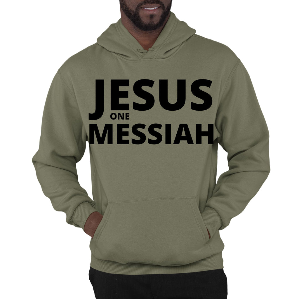 Mens Graphic Hoodie Jesus one Messiah Black Illustration