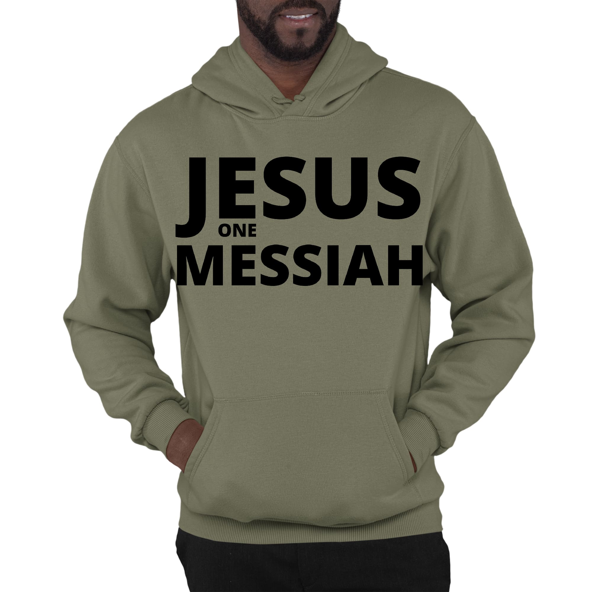 Mens Graphic Hoodie Jesus one Messiah Black Illustration
