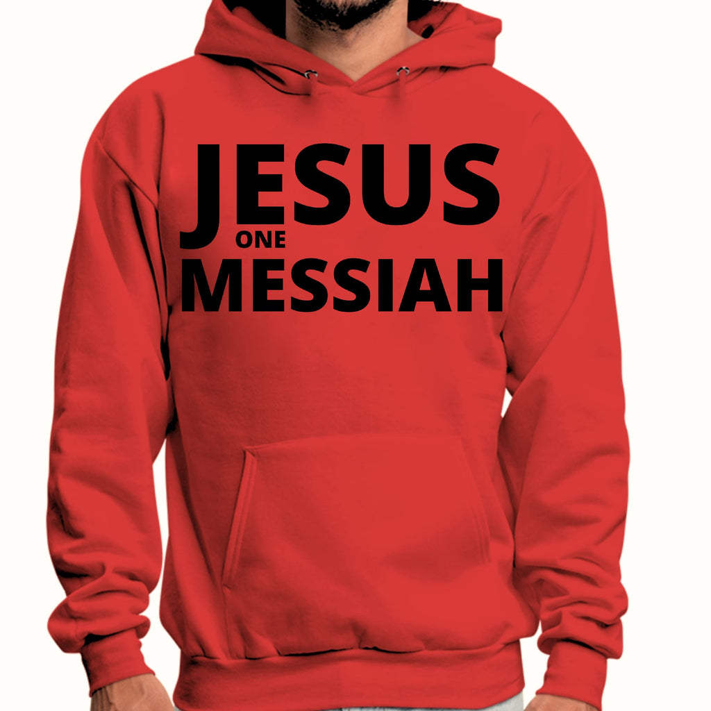Mens Graphic Hoodie Jesus one Messiah Black Illustration