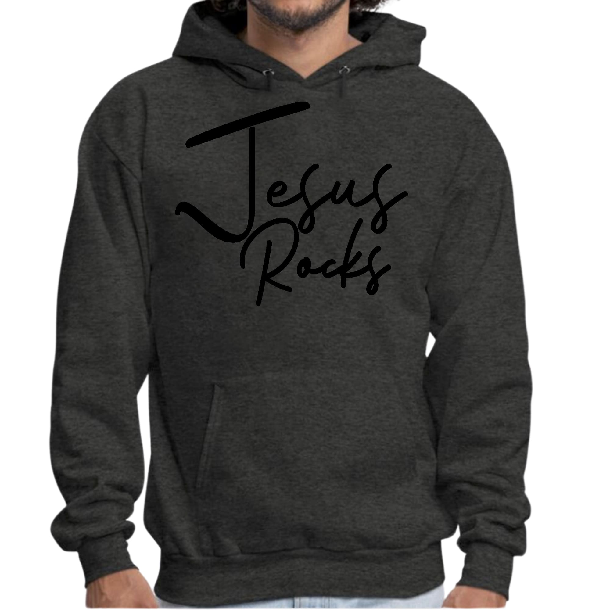 Mens Graphic Hoodie Jesus Rocks Print