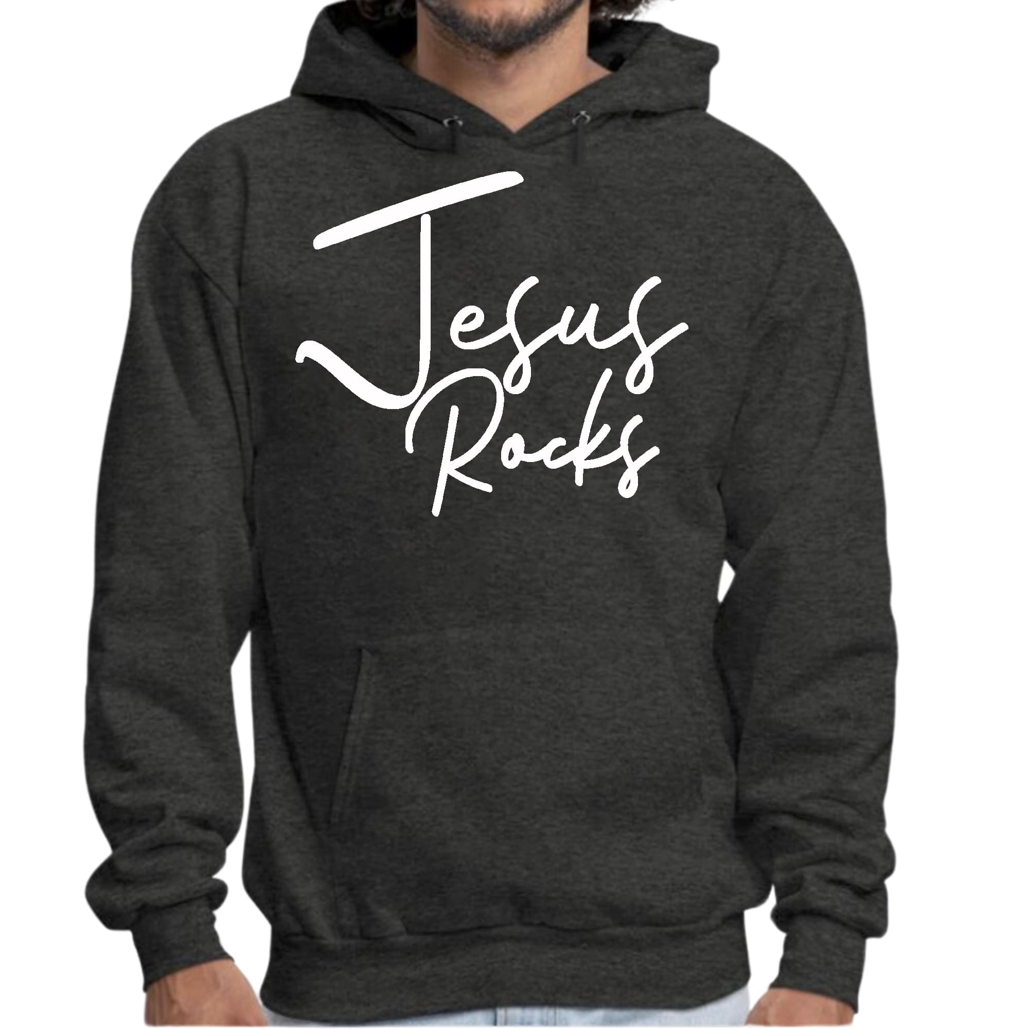 Mens Graphic Hoodie Jesus Rocks Print