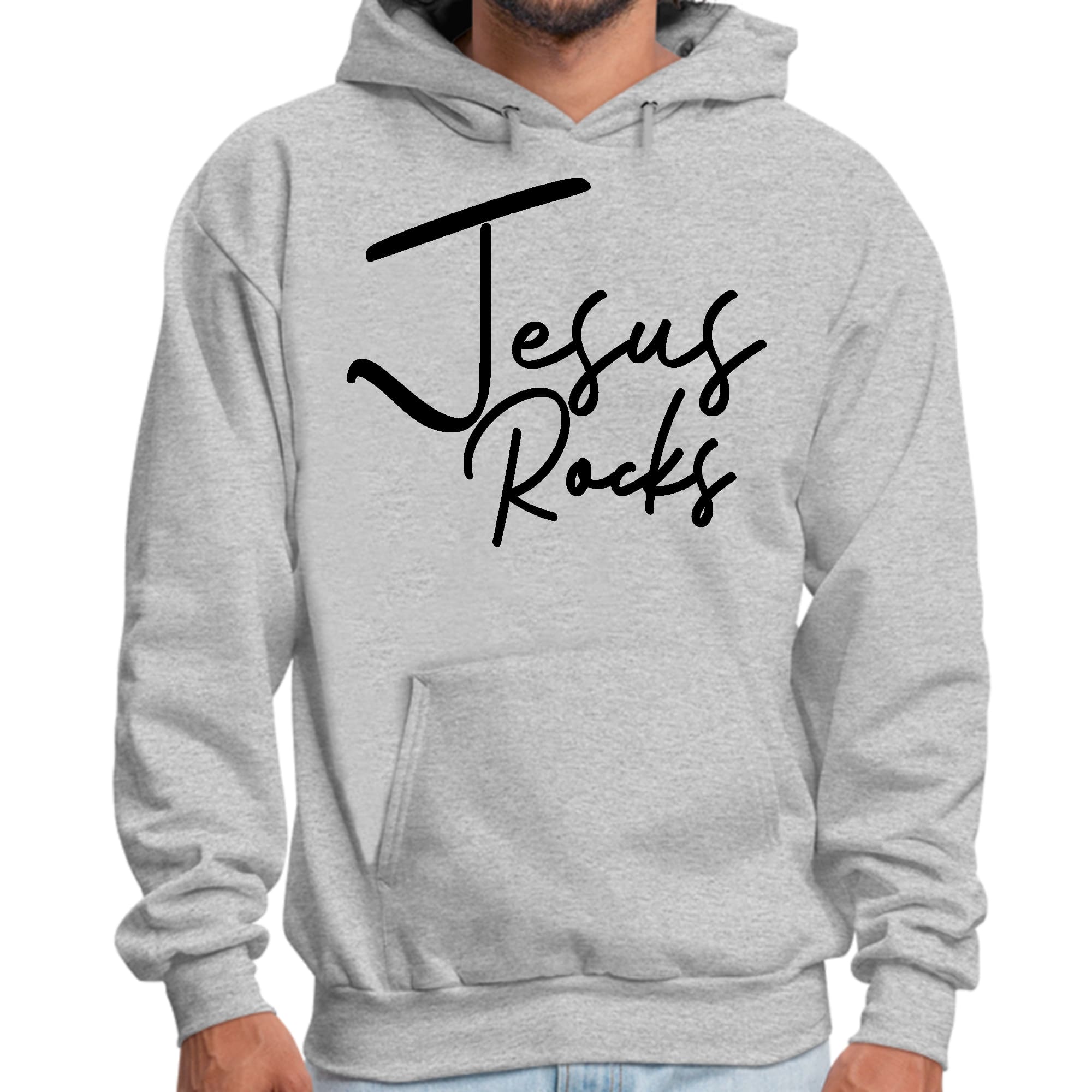 Mens Graphic Hoodie Jesus Rocks Print
