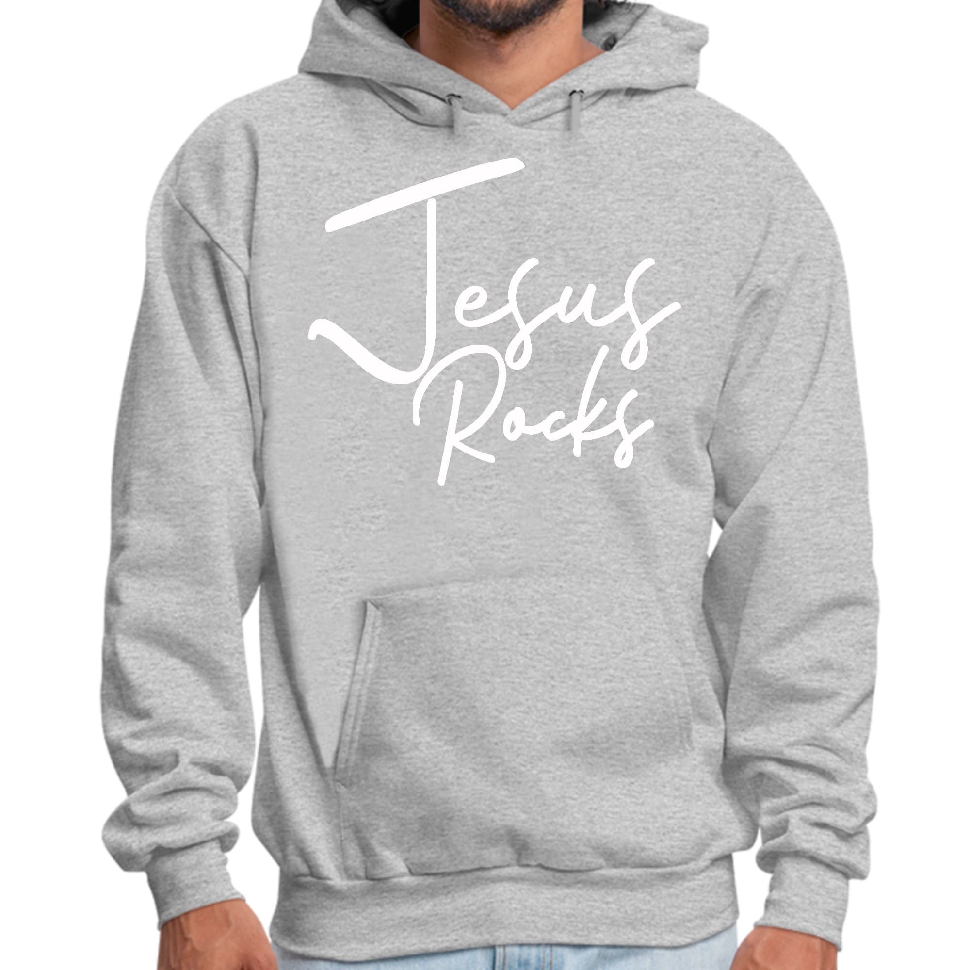 Mens Graphic Hoodie Jesus Rocks Print