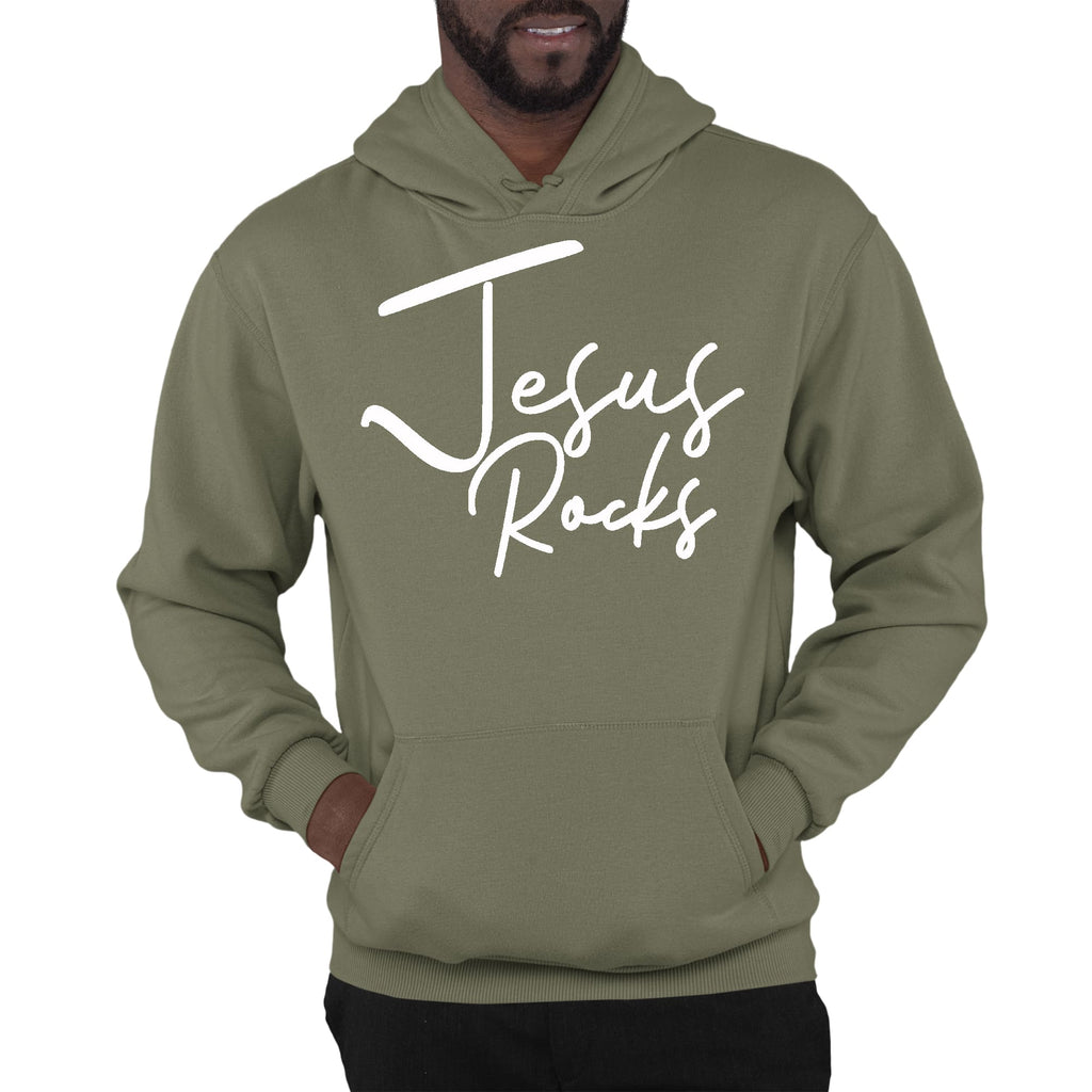 Mens Graphic Hoodie Jesus Rocks Print