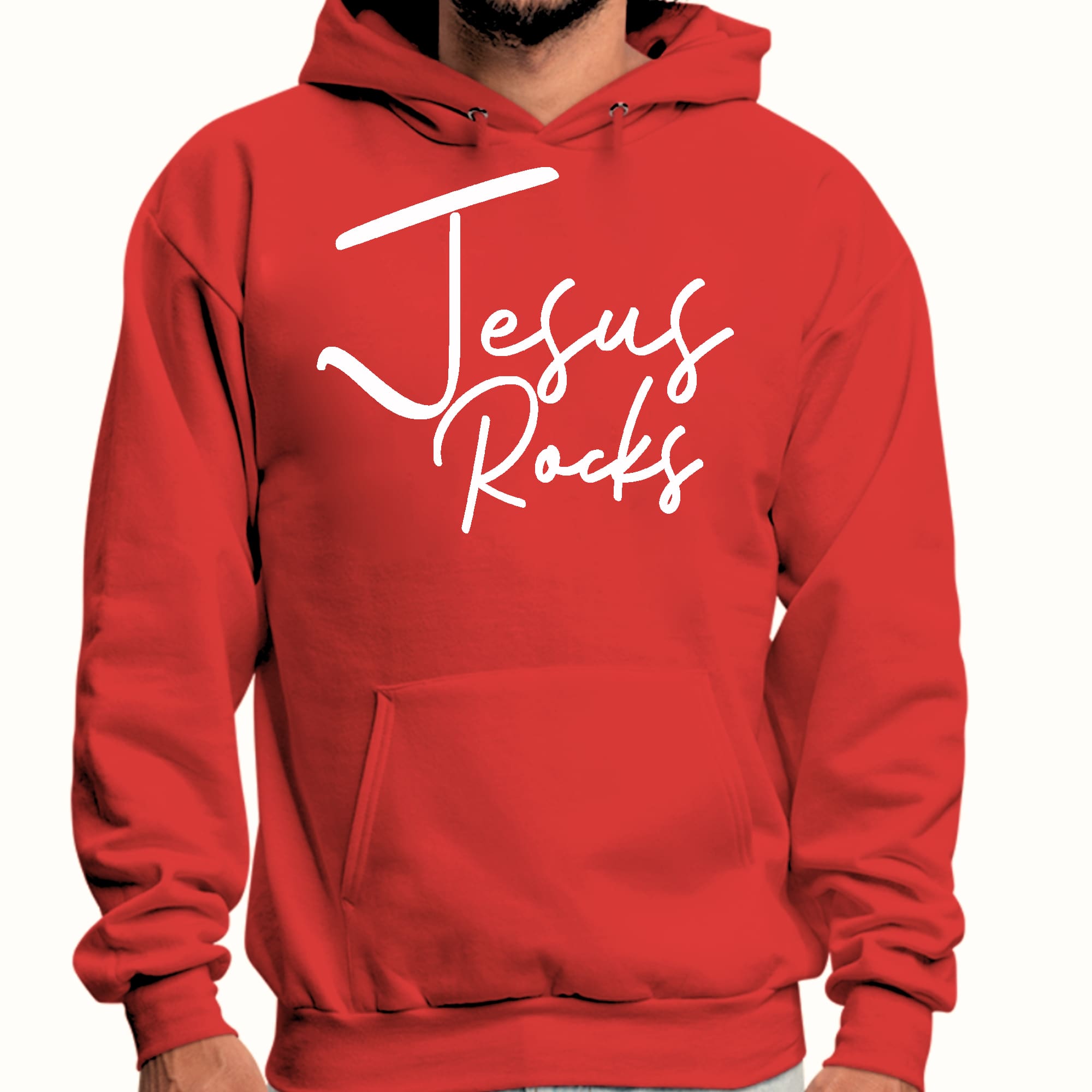 Mens Graphic Hoodie Jesus Rocks Print