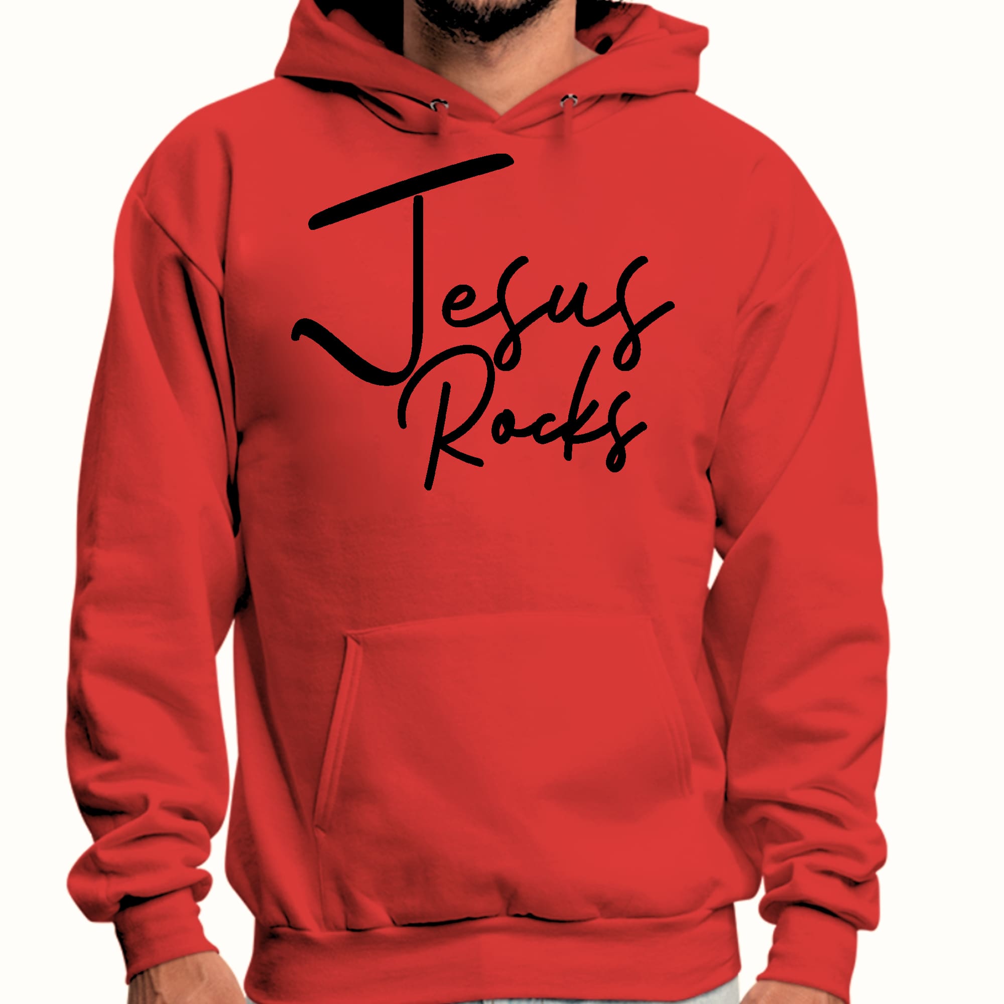 Mens Graphic Hoodie Jesus Rocks Print