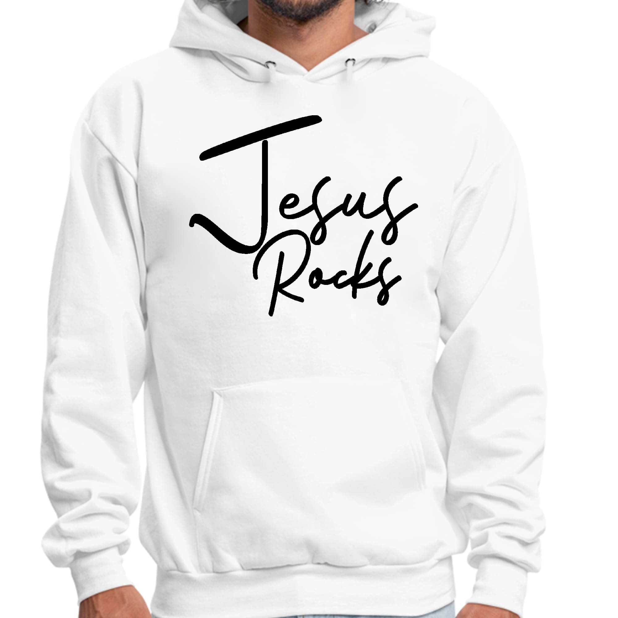 Mens Graphic Hoodie Jesus Rocks Print