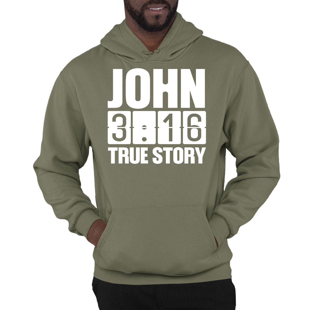 Mens Graphic Hoodie John 3:16 True Story Print