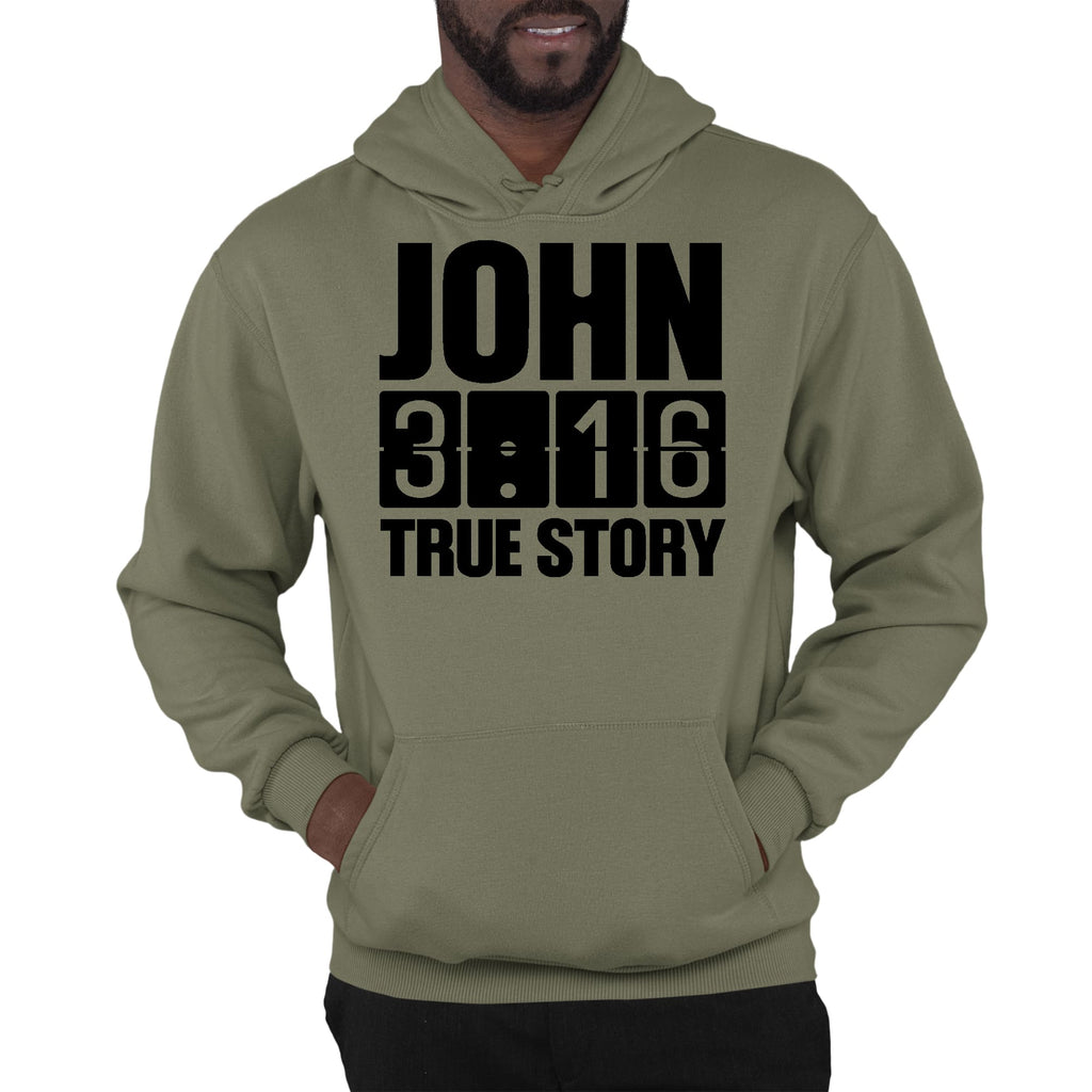 Mens Graphic Hoodie John 3:16 True Story Print