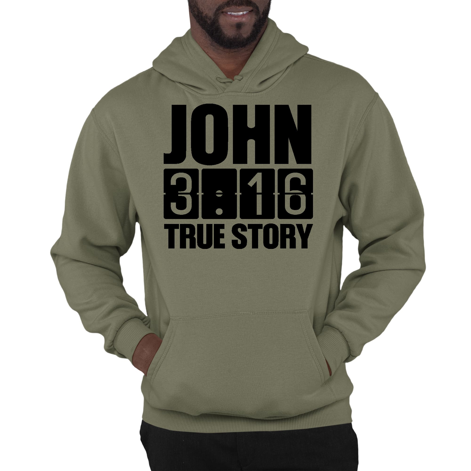 Mens Graphic Hoodie John 3:16 True Story Print