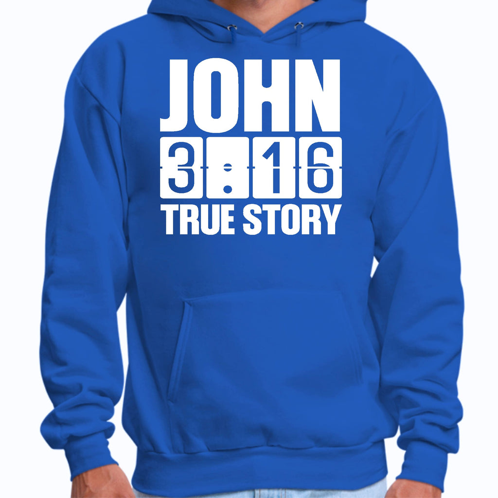 Mens Graphic Hoodie John 3:16 True Story Print