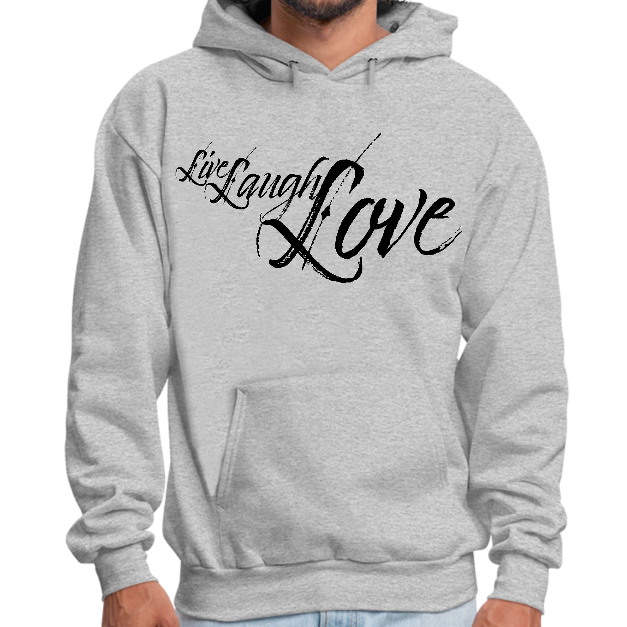 Mens Graphic Hoodie Live Laugh Love Black Illustration
